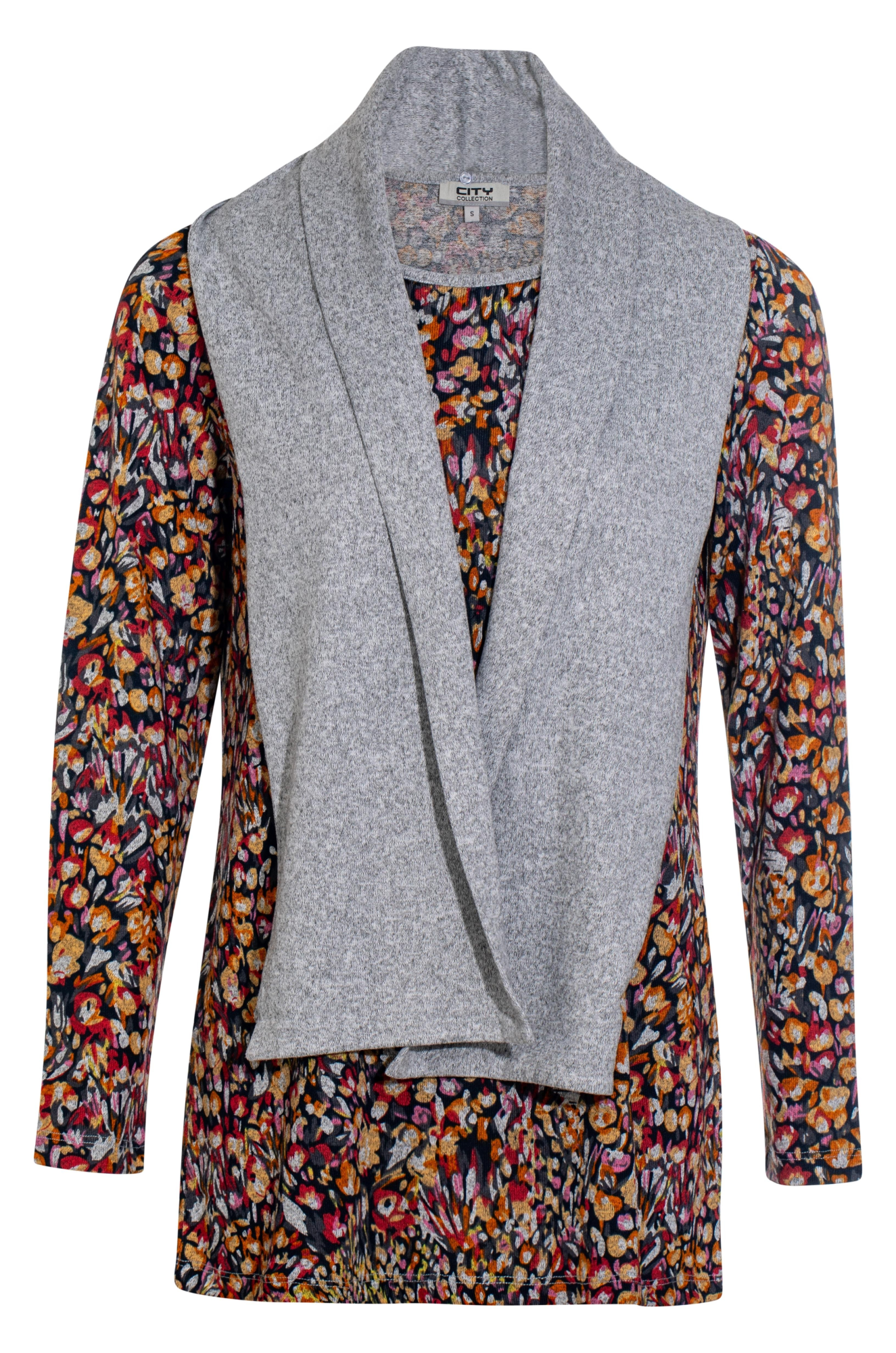 Stylish Navy Spice Tunic with Detachable Scarf - Mini Floral Print Top 7917BR | Perfect for Office Wear & Casual Outings
