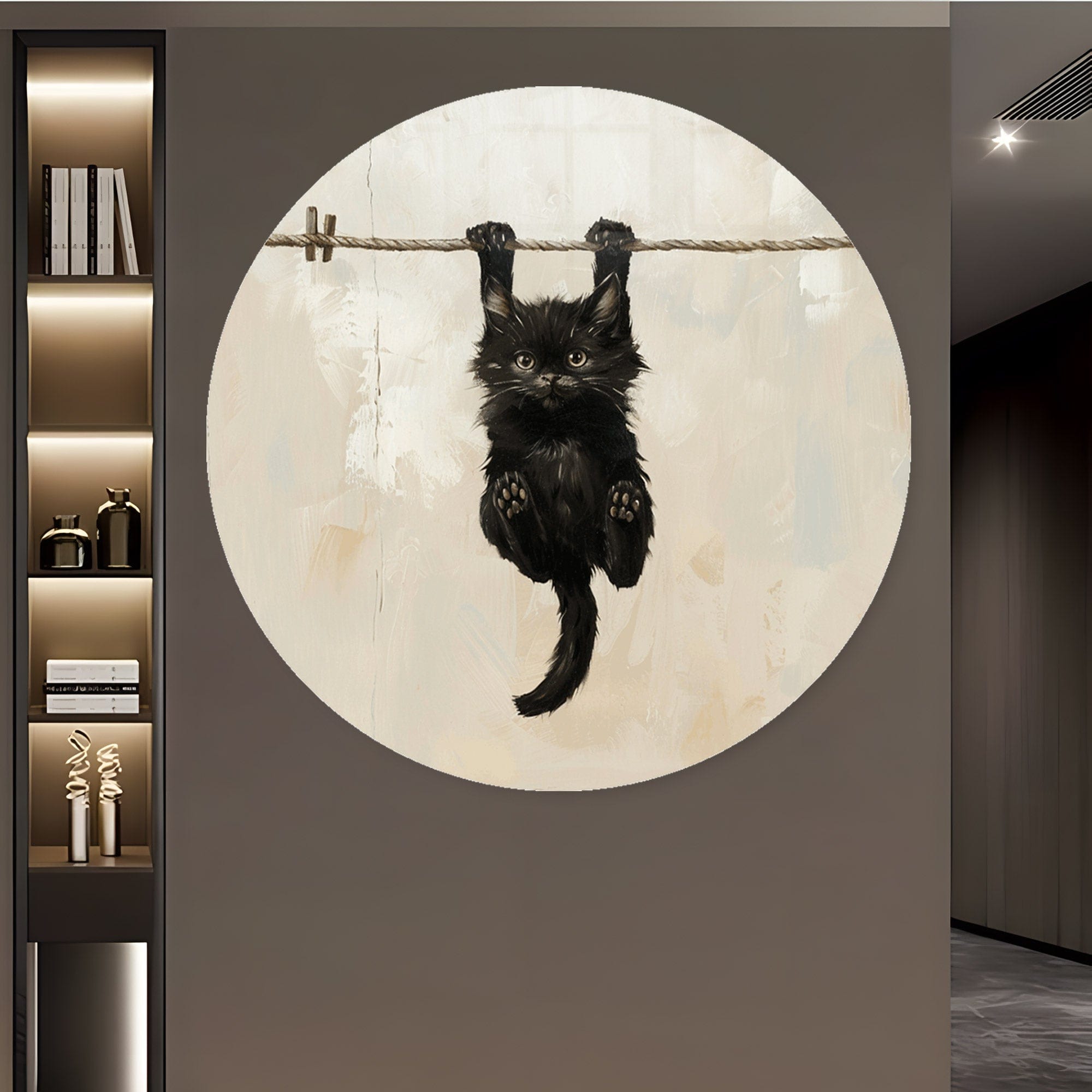 Pawsome Grip II Rounded Glass Wall Art - Modern Home Decor for Living Room, Bedroom & Office - Shatter-Resistant Glass Wall Hangings for Pet Lovers