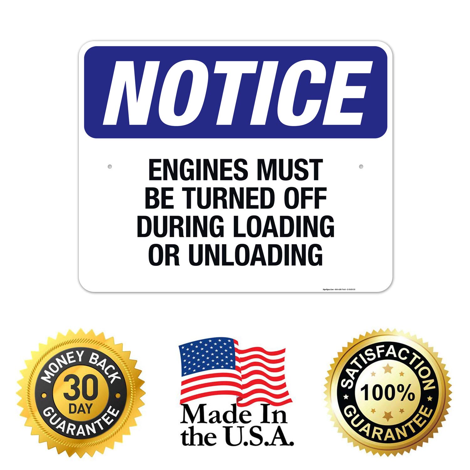 OSHA Compliant 'Engines Must Be Turned Off During Loading/Unloading' Safety Sign - 24x30 Inches Rust-Free Aluminum, Fade Resistant for Indoor & Outdoor Use - Made in USA | Perfect for Warehouses, Truck Stops & Industrial Facilities