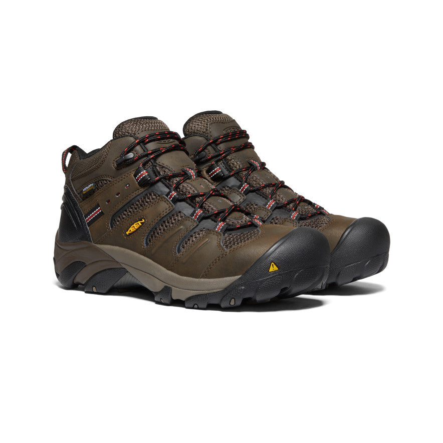 Men's Lansing Mid Waterproof Steel Toe Work Boots - Cascade Brown/Brindle | Durable Safety Shoes for Construction, Hiking & Outdoor Work