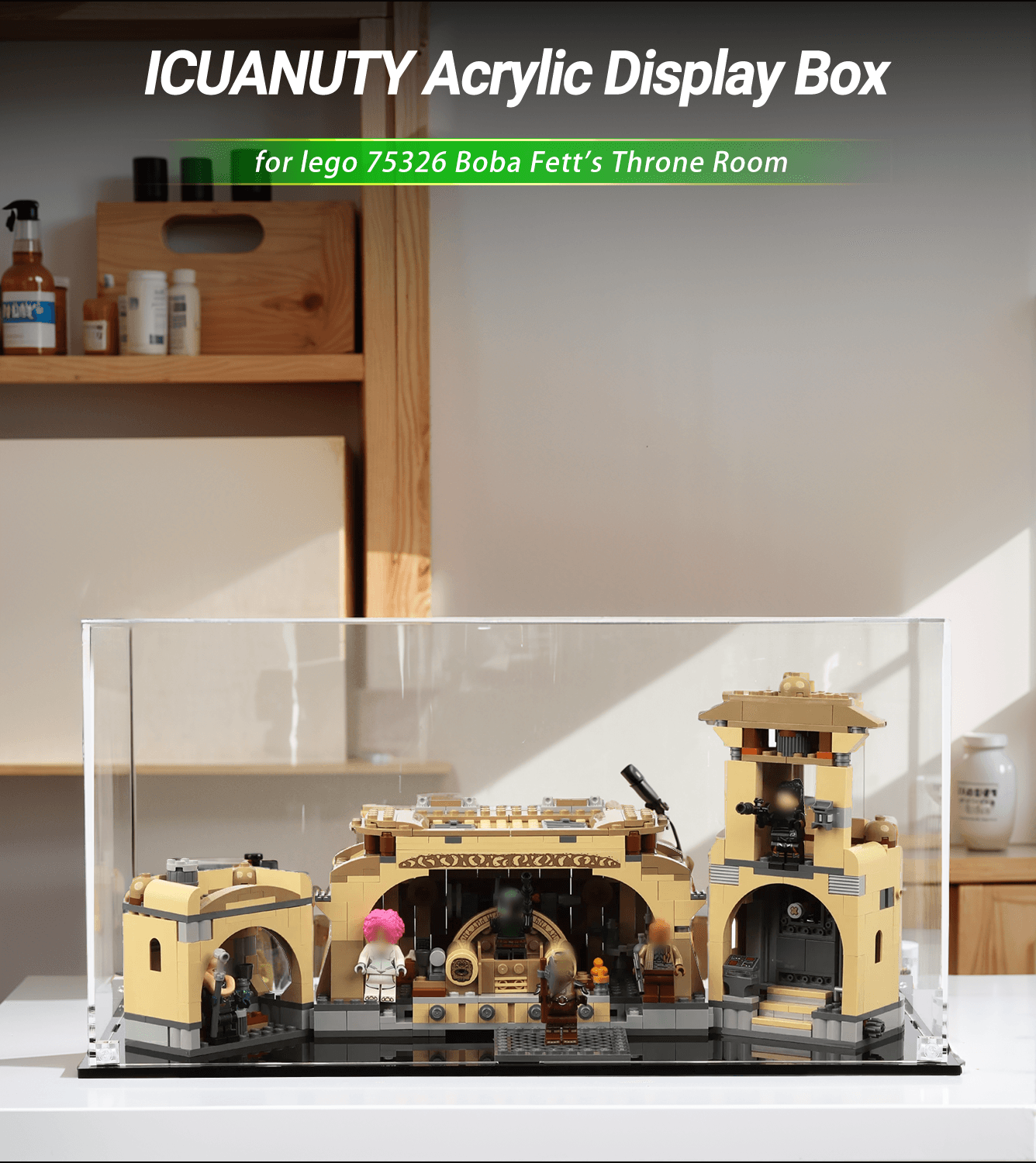 Lego Boba Fett's Throne Room 75326 Display Case - Premium Acrylic Showcase for Star Wars Collectibles | Perfect for Home Decor, Office Display & Gift Giving