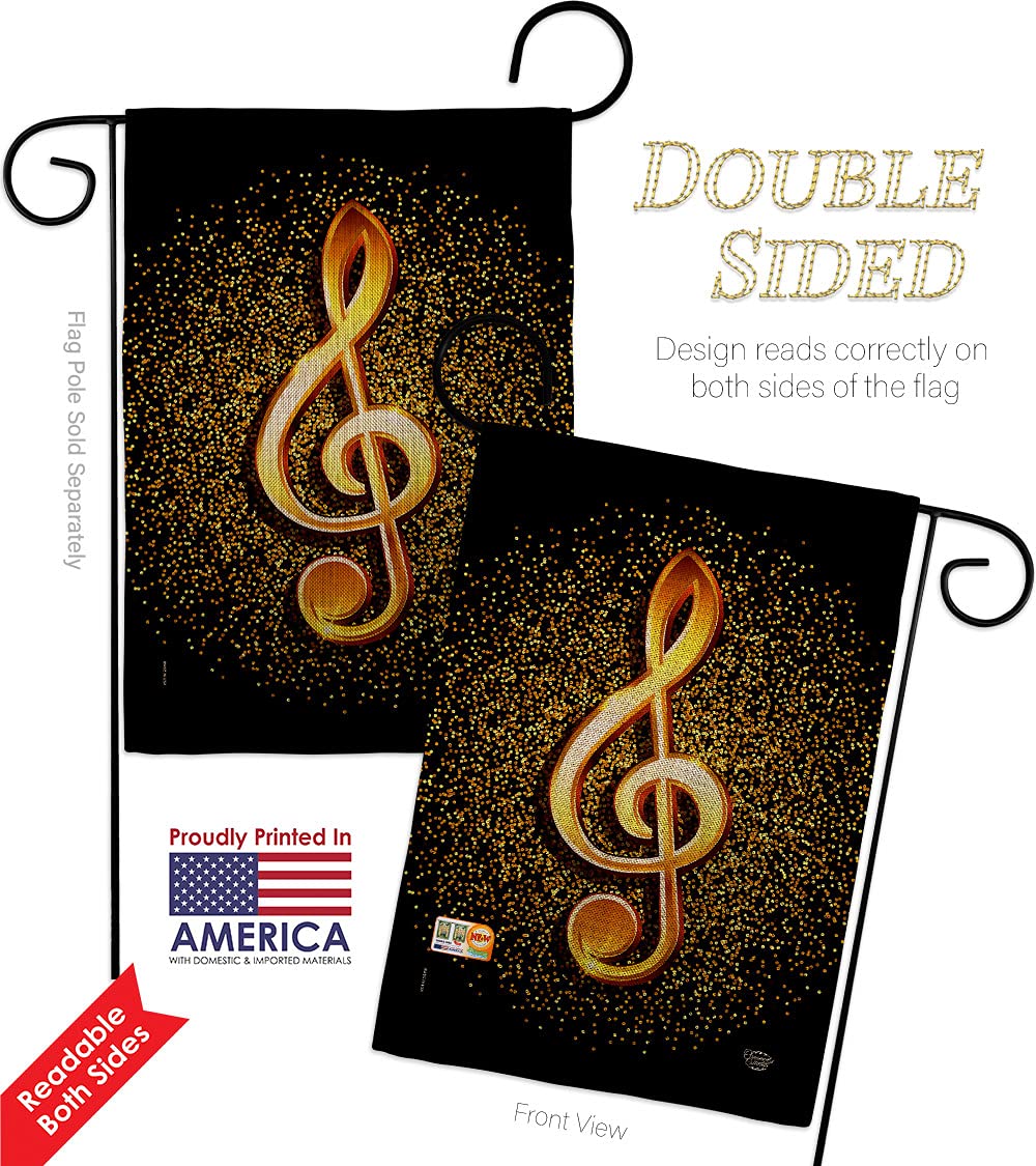 Music Clef Burlap Garden Flag Set - Double-Sided Yard Decor for Music Lovers