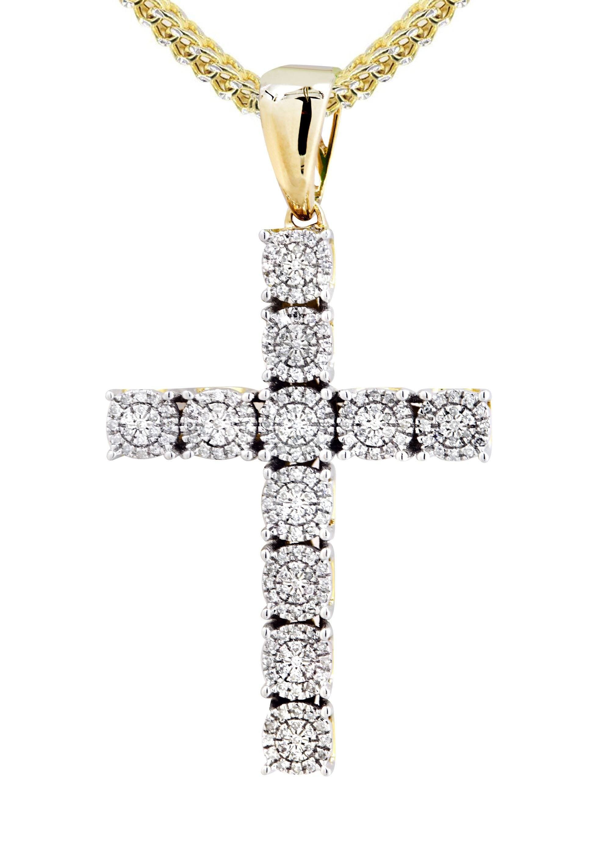 10K Yellow Gold Diamond Cross Pendant Necklace - 0.31 Carat Genuine Diamond Jewelry for Women - Perfect for Gifts, Weddings & Special Occasions