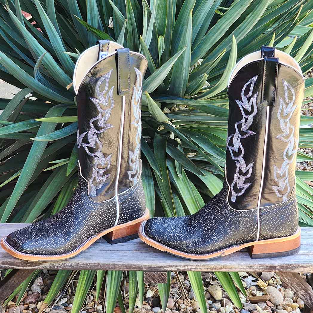 Anderson Bean Grey Safari Giraffe Square Toe Boots for Men - Western Cowboy Work Boots - Comfortable & Durable Leather Boots for Riding, Hiking, and Outdoor Adventures