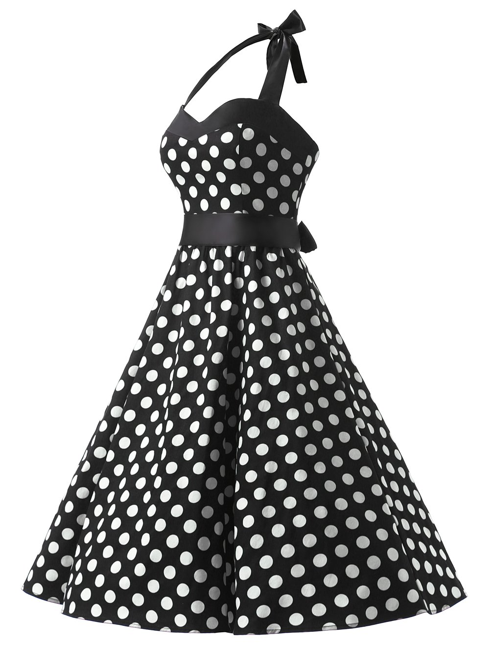 Vintage 1950s Rockabilly Swing Dress for Women - Retro Halter Cocktail Party & Wedding Guest Dress | Perfect for 50s Themed Parties, Pin-Up Photos & Vintage Fashion Lovers
