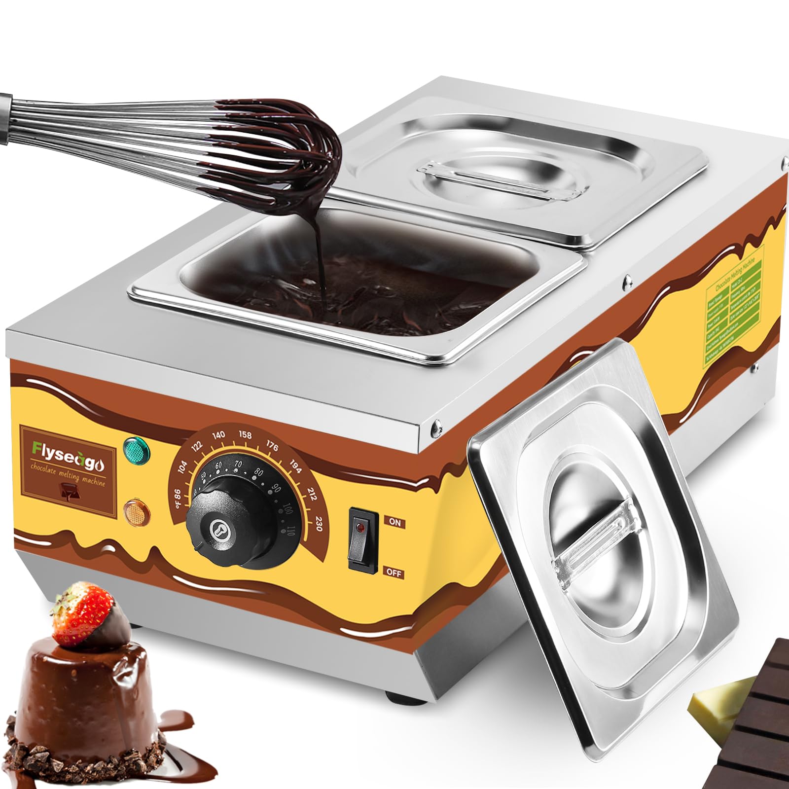 Professional Chocolate Melting Machine with 2 Tanks (9lbs Capacity) - 86-230℉ Temperature Control for Tempering, Candle Making & Food Warming - Commercial & Home Use - Perfect for Bakeries, Candy Shops & DIY Chocolate Crafts