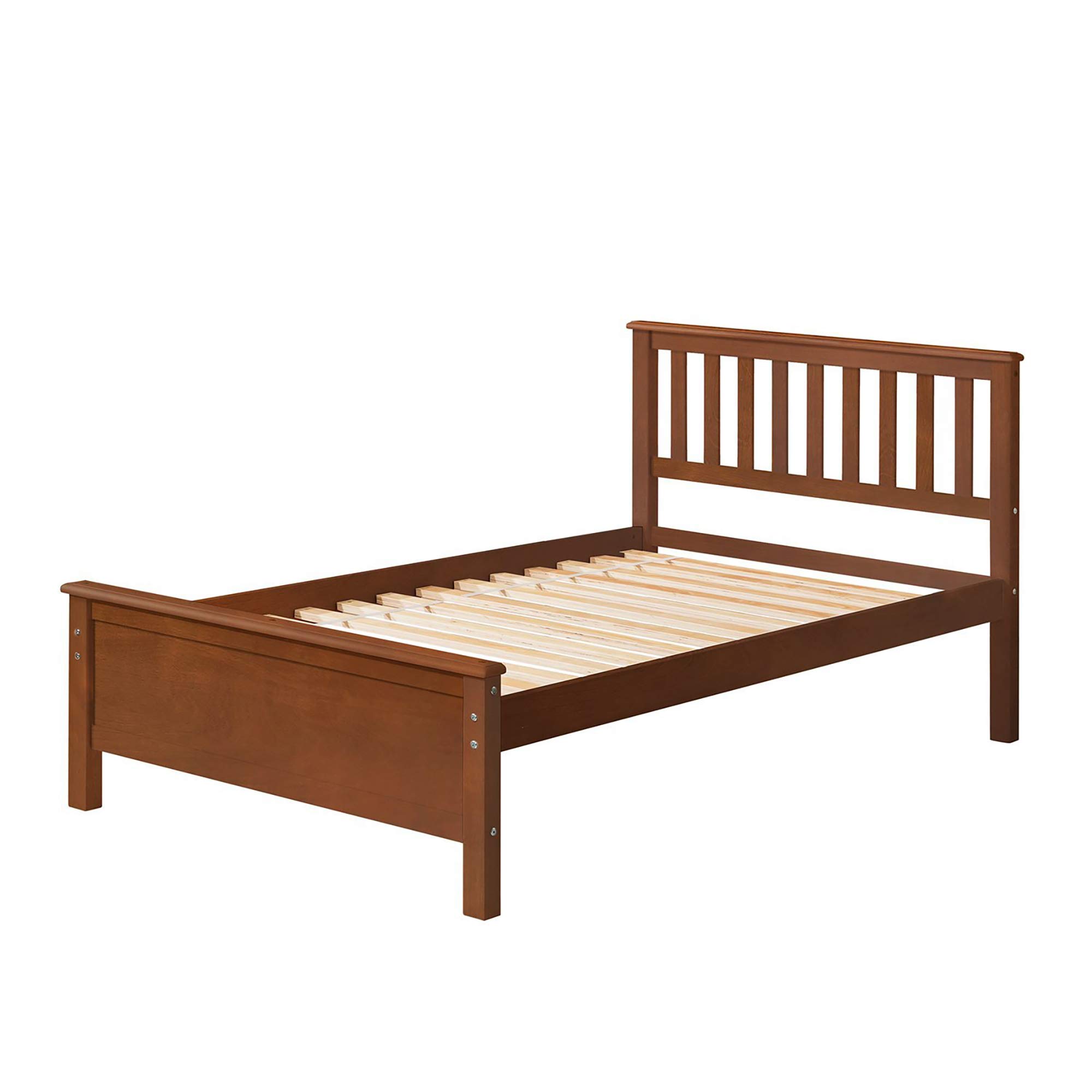Merax Twin Size Platform Bed Frame with Headboard & Footboard - Sturdy Wood Slat Support, No Box Spring Needed, Walnut Finish - Perfect for Small Bedrooms, Guest Rooms & Dormitories