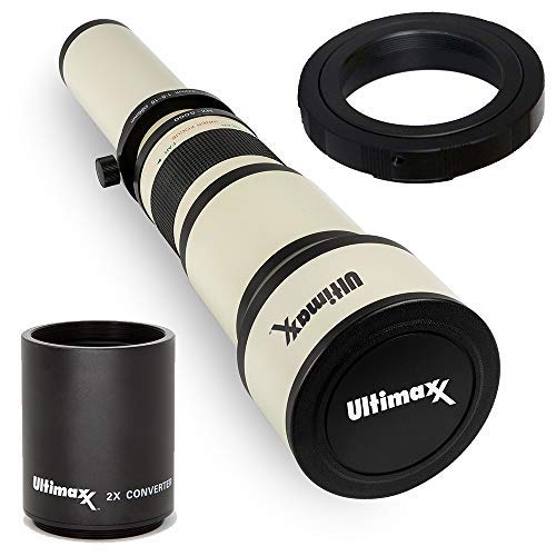 Ultimaxx 650-1300mm Telephoto Zoom Lens with 2X Converter (1300-2600mm) for Canon EOS DSLR Cameras - Compatible with 9000D, 800D, 760D, 750D, 700D, 1300D, 1200D, T100, 4000D, 3000D, 2000D, 1500D - Perfect for Wildlife, Sports & Long-Distance Photography