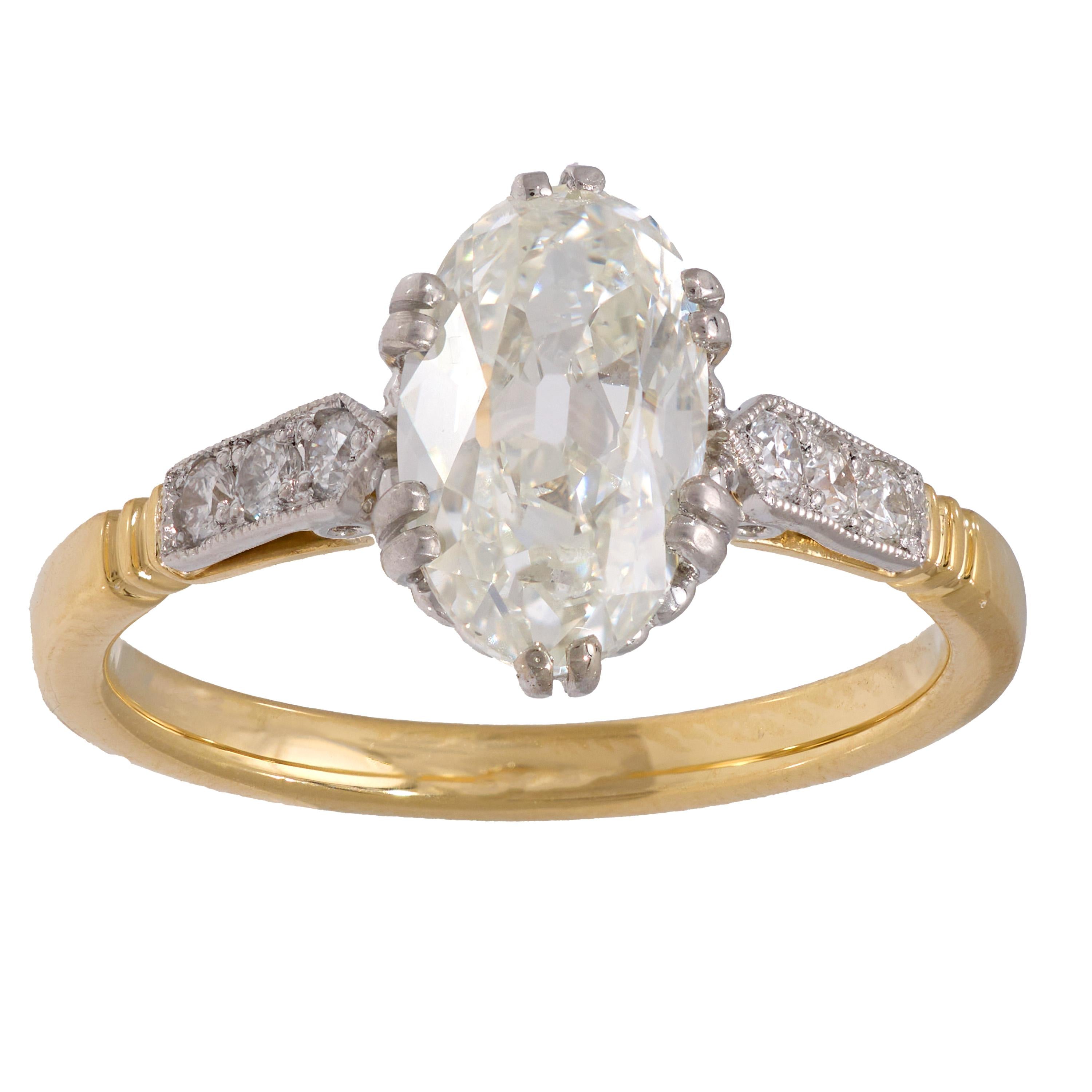 GIA Certified 1.80 Carat Old Mine Cut Diamond Edwardian Style 18K Yellow Gold Engagement Ring for Vintage Wedding & Proposal - Perfect for Bridal Jewelry & Anniversary Gifts