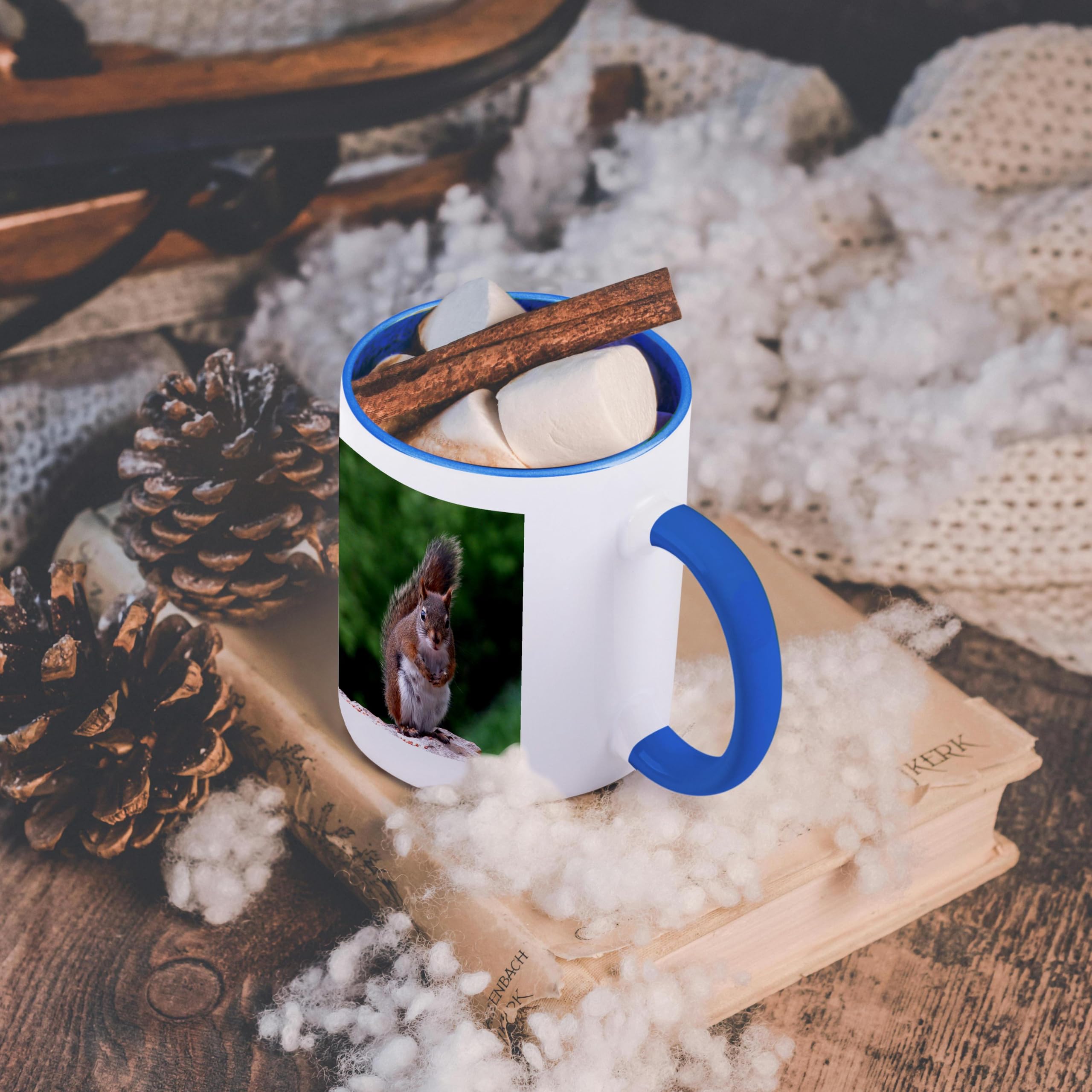 3dRose Funny Red Squirrel Ceramic Coffee Mug - Blue & White Design | Perfect for Office, Home Use & Gift Giving