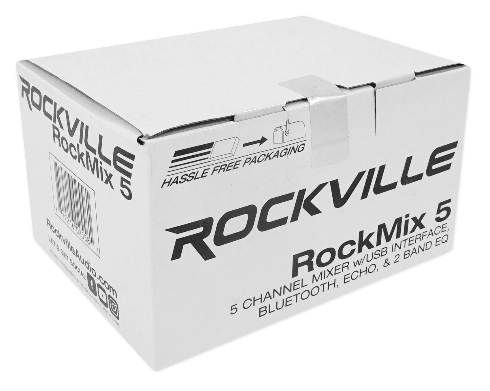 Rockville RockMix 5 Channel Professional Audio Mixer with USB Interface, Bluetooth, Echo & EQ - Perfect for Live Performances, Studio Recording & DJ Mixing