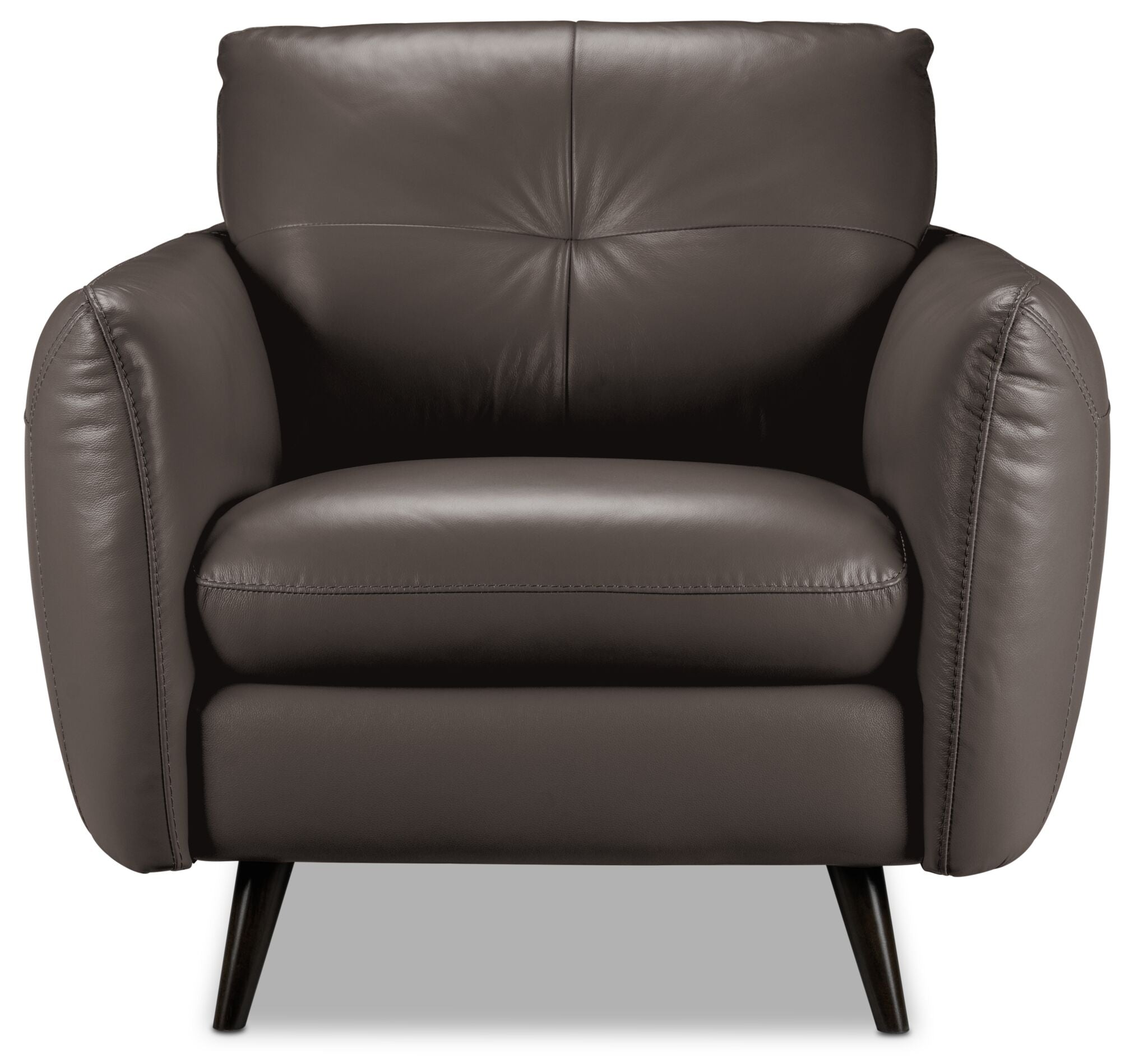 Premium Carlino Leather Chair in Grey - Modern & Comfortable Living Room Furniture for Home Office, Lounge, or Reading Nook