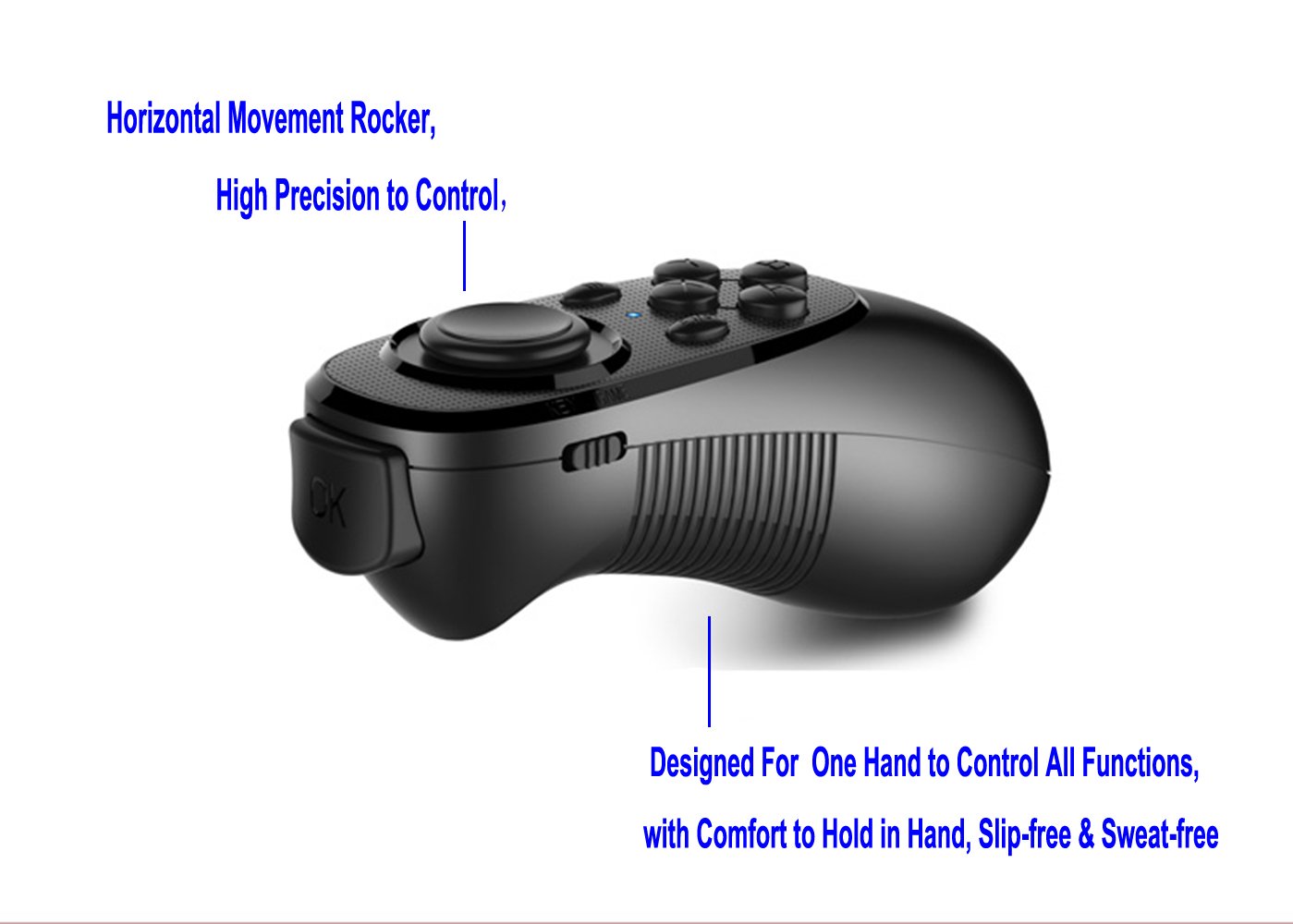 VR Remote Controller Gamepad - Bluetooth Wireless for VR Video, Gaming, Selfie, E-Book/PPT Page Turning - Compatible with Virtual Reality Headsets, PC, Tablet, Laptop, iPhone & Smartphones | Perfect for VR Gaming, Virtual Meetings & Hands-Free Navigation