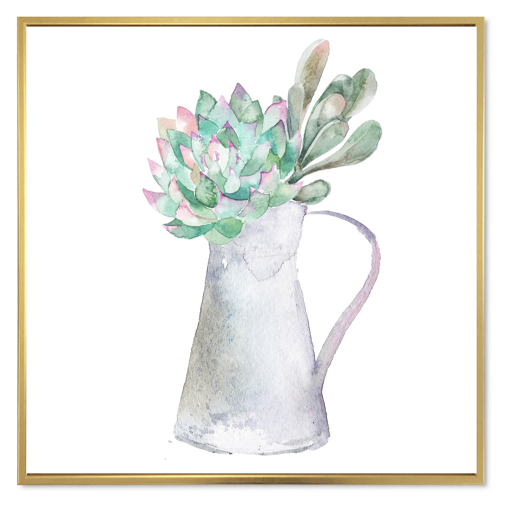 DesignQ Succulent Plant Framed Canvas Wall Art - Modern Home Decor for Living Room, Bedroom & Office - Perfect Housewarming Gift for Plant Lovers
