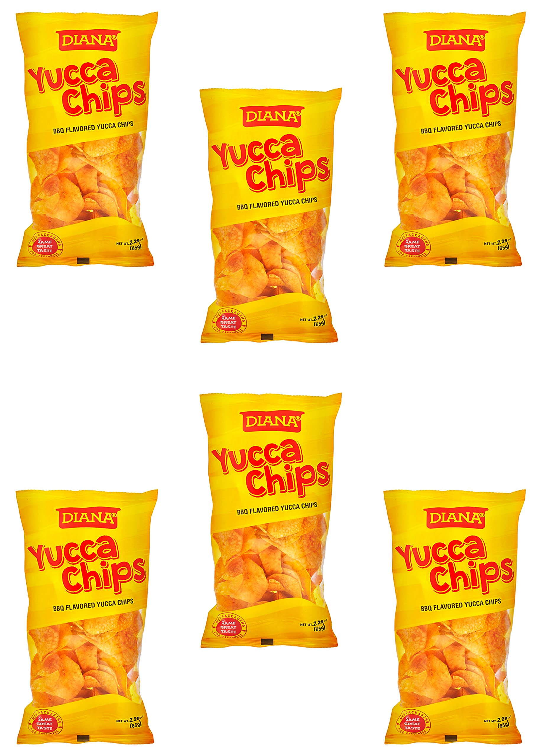 Diana Yuca Chips 2.29oz (65g) - Gluten Free Cassava Snacks, Pack of 6 - Perfect for Keto Diet, School Lunches & Party Snacks