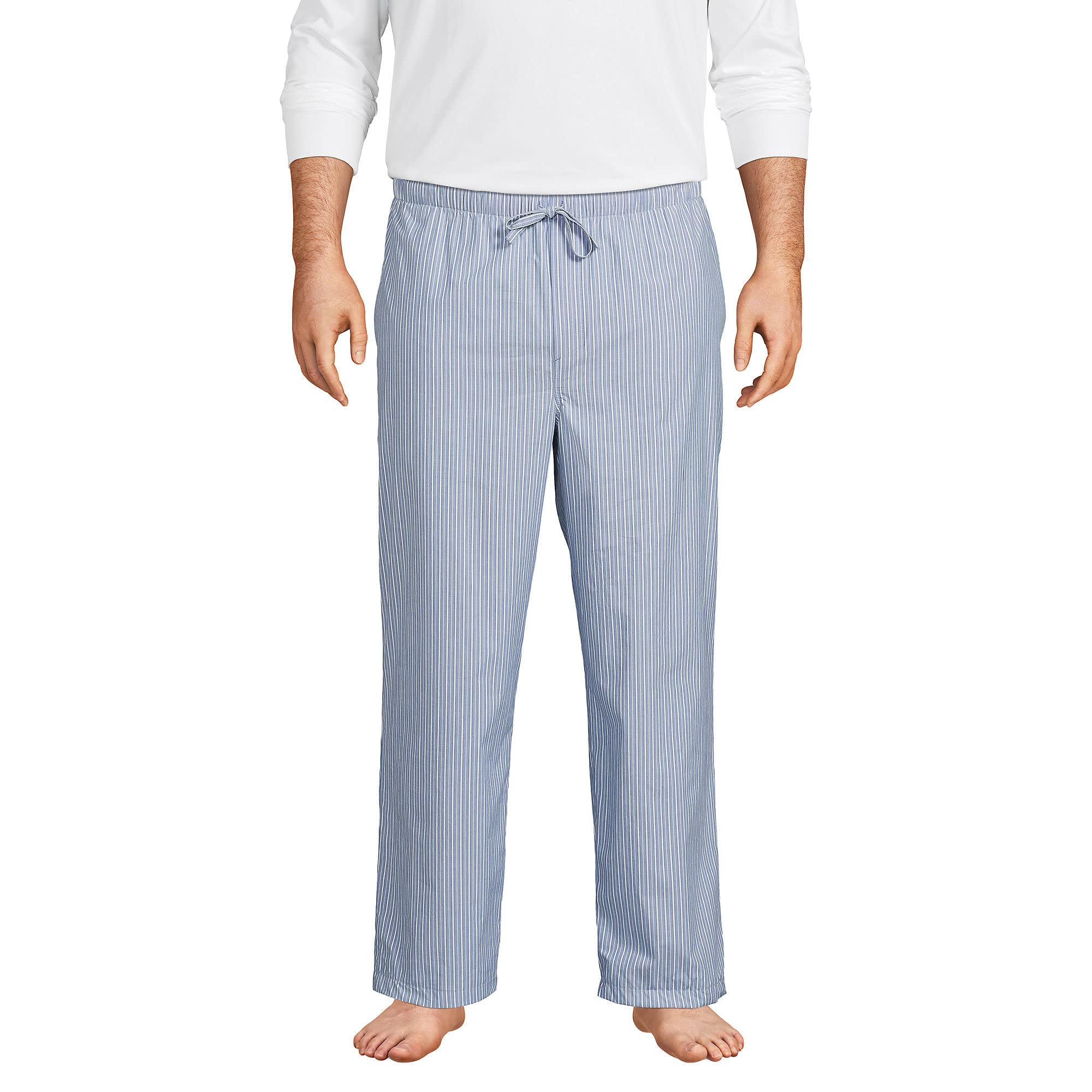 Lands' End Men's Comfortable Poplin Pajama Pants - Soft & Breathable Sleepwear for Lounging and Relaxing at Home