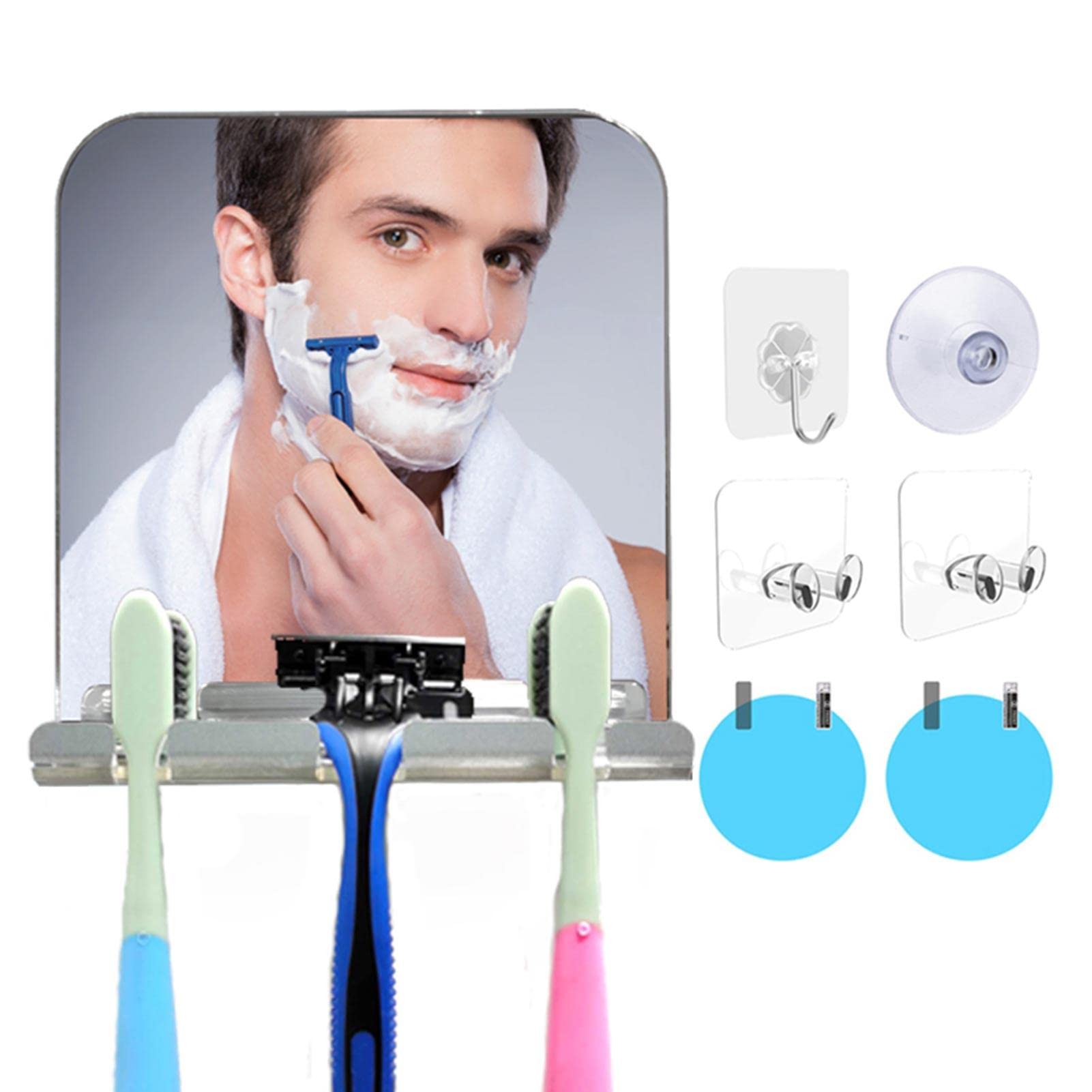 Anti-Fog Shower Mirror for Shaving & Makeup - Frameless Bathroom Mirror with Suction Cups, Wall Mountable - Perfect for Fog-Free Grooming in Shower or Bathroom Vanity