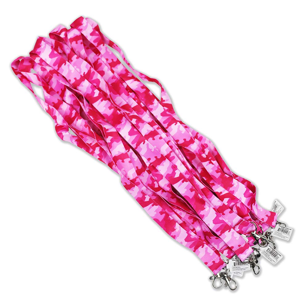 Pink Camouflage Lanyards 12 Pack for ID Badges & Keys