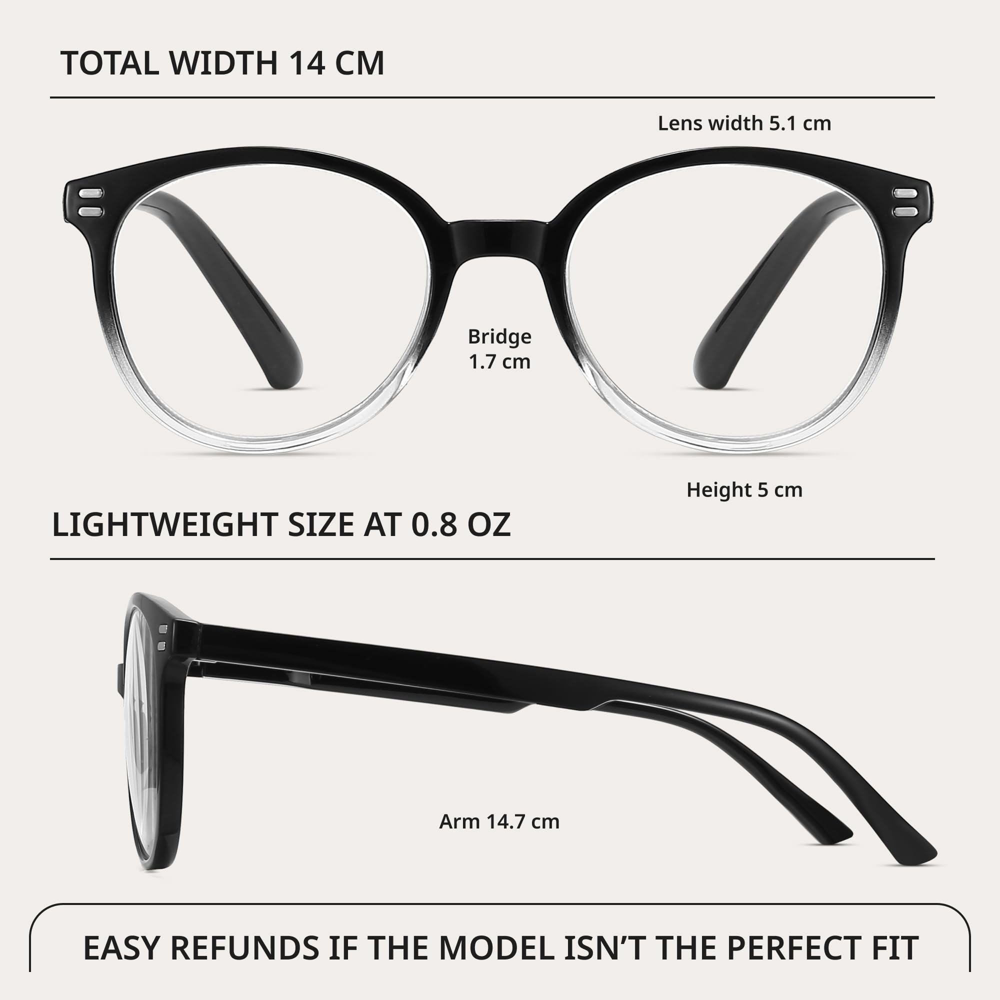 Blue Light Reading Glasses for Women & Men - Anti-Eye Strain for Work & Screen Time