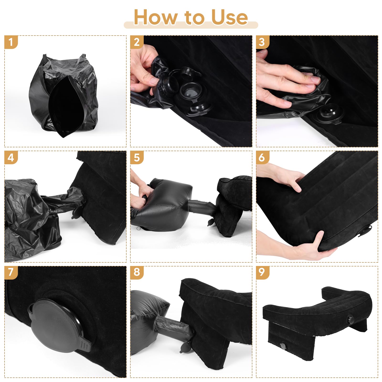 **Extra Large Gaming Pillow for Laptop & Reading – Inflatable Lap Desk Pillow with Arm Support for Working, Crocheting, Playing Steam Deck/Switch, or Sofa Relaxation (Black, No Cushion) – Perfect for Home Office & Gaming Setup**