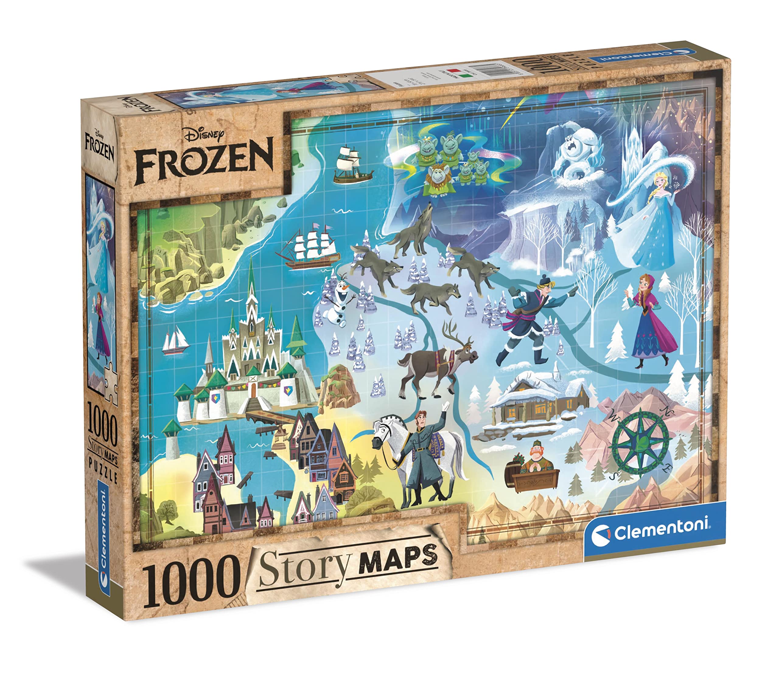 1000-Piece Clementoni Frozen Disney Map Puzzle for Adults - Colorful Jigsaw Puzzle with Scenic Artwork (Model 39666) | Perfect for Family Game Nights, Home Decor & Gift Giving
