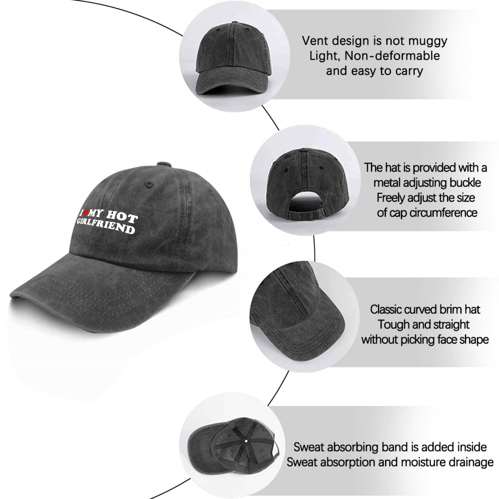Custom 'I Love My Hot Girlfriend' Pigment Black Women's Bucket Hat - Stylish Golf Hat & Cute Gift for Her - Perfect for Dating, Beach Outings & Summer Fashion