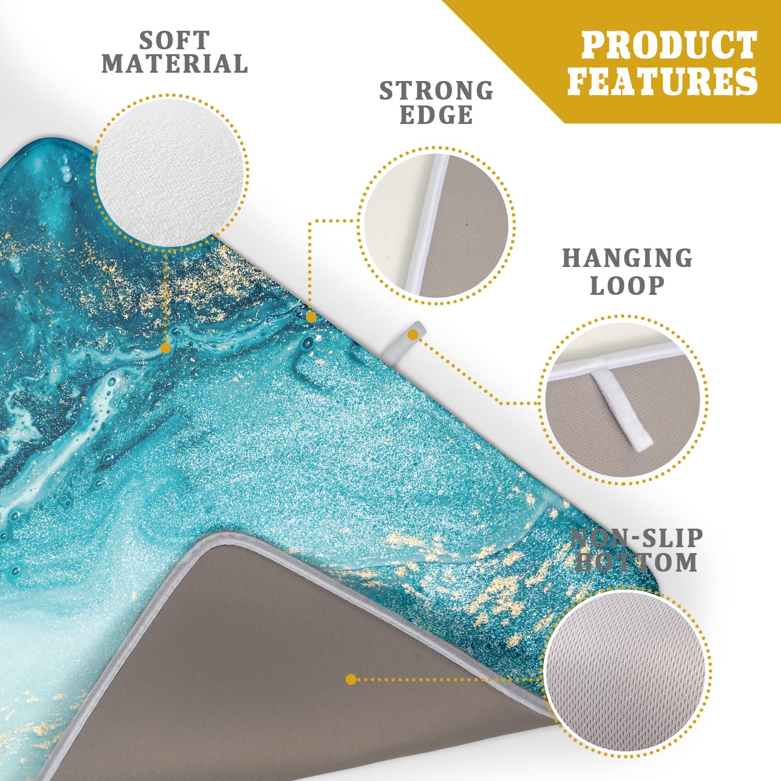 Blue Marble Dish Drying Mat for Kitchen Counter - 18