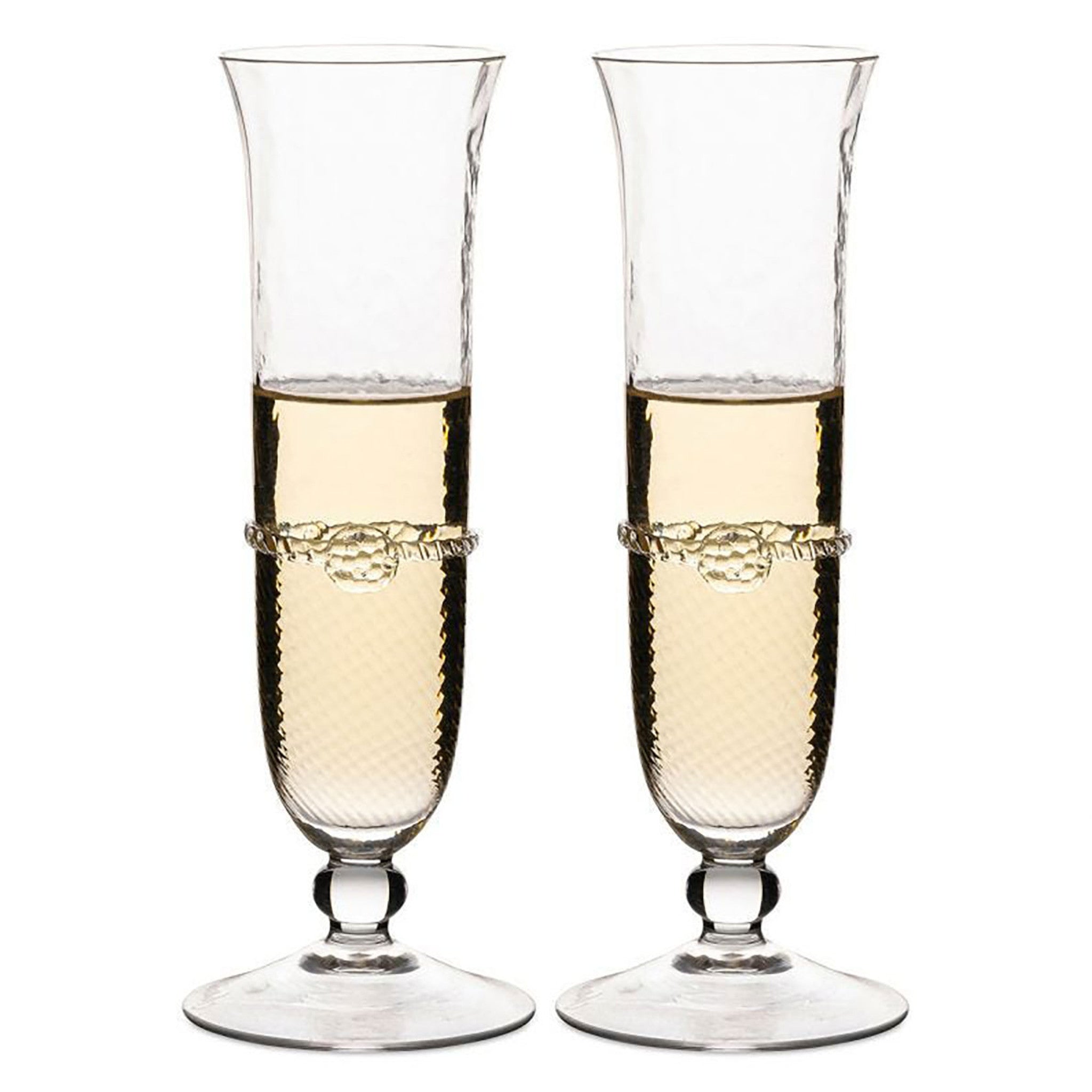 Juliska Graham Champagne Flute Set of 2 - Elegant Crystal Glassware for Weddings, Parties & Romantic Dinners