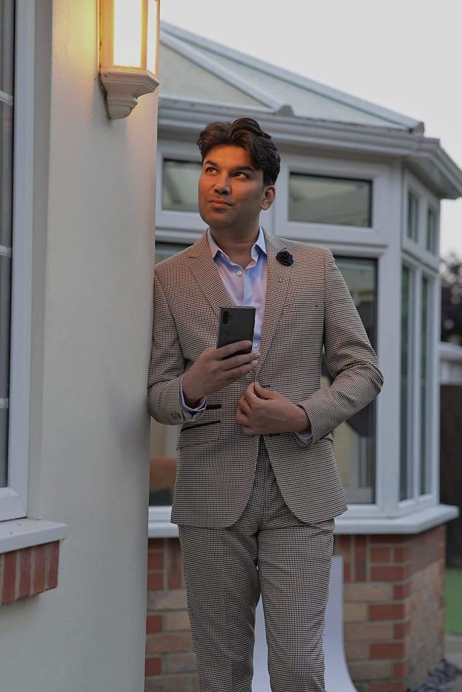 Cavani Elwood 2-Piece Grey Houndstooth Slim Fit Suit for Men | Modern Business & Wedding Attire | Perfect for Office, Formal Events & Special Occasions