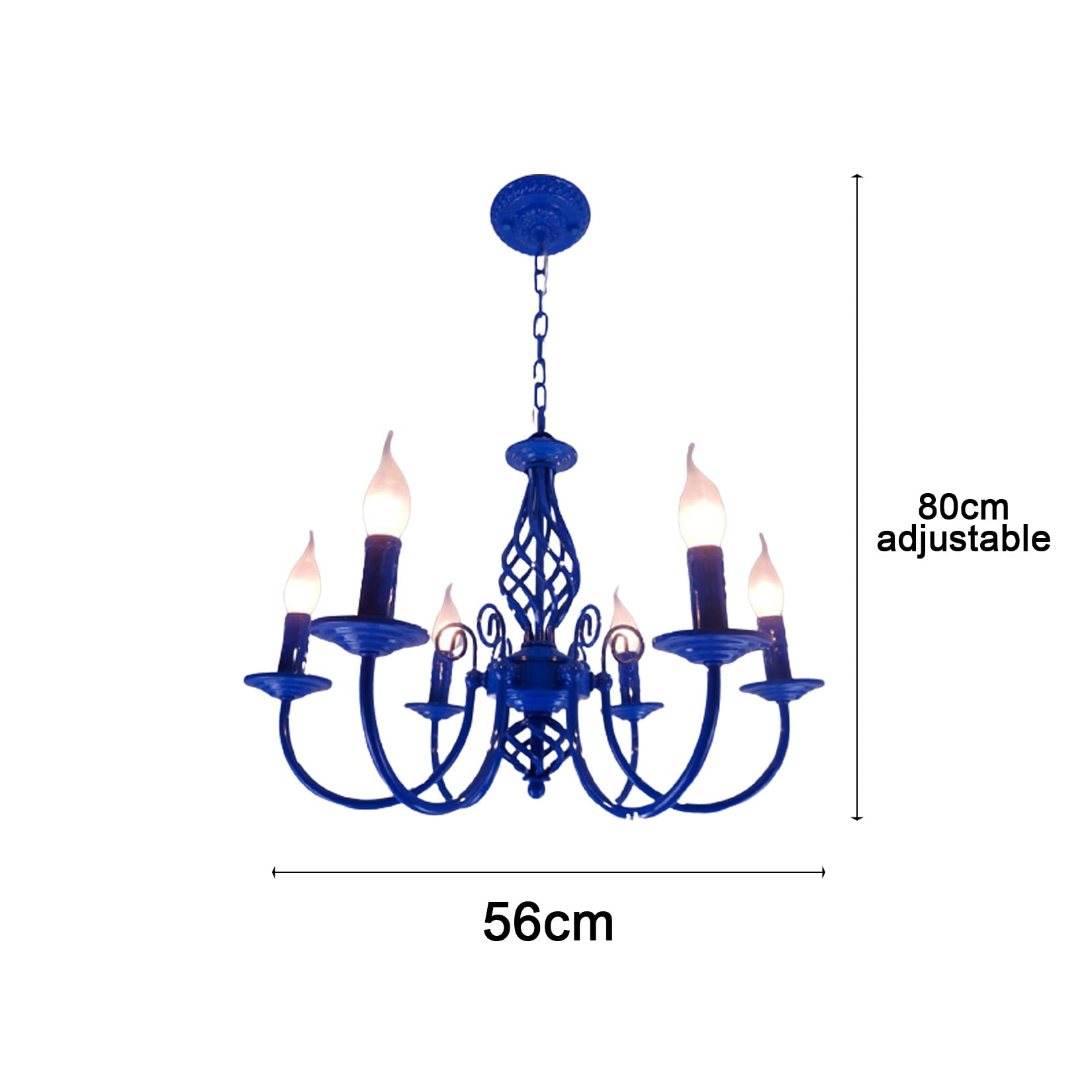 Modern 6-Light Blue Mediterranean Candle Chandelier with 6 Candle Holders - Elegant Pendant Lighting for Dining Room & Living Room Decor (Bulbs Not Included) | Perfect for Rustic, Coastal or Farmhouse Style Homes