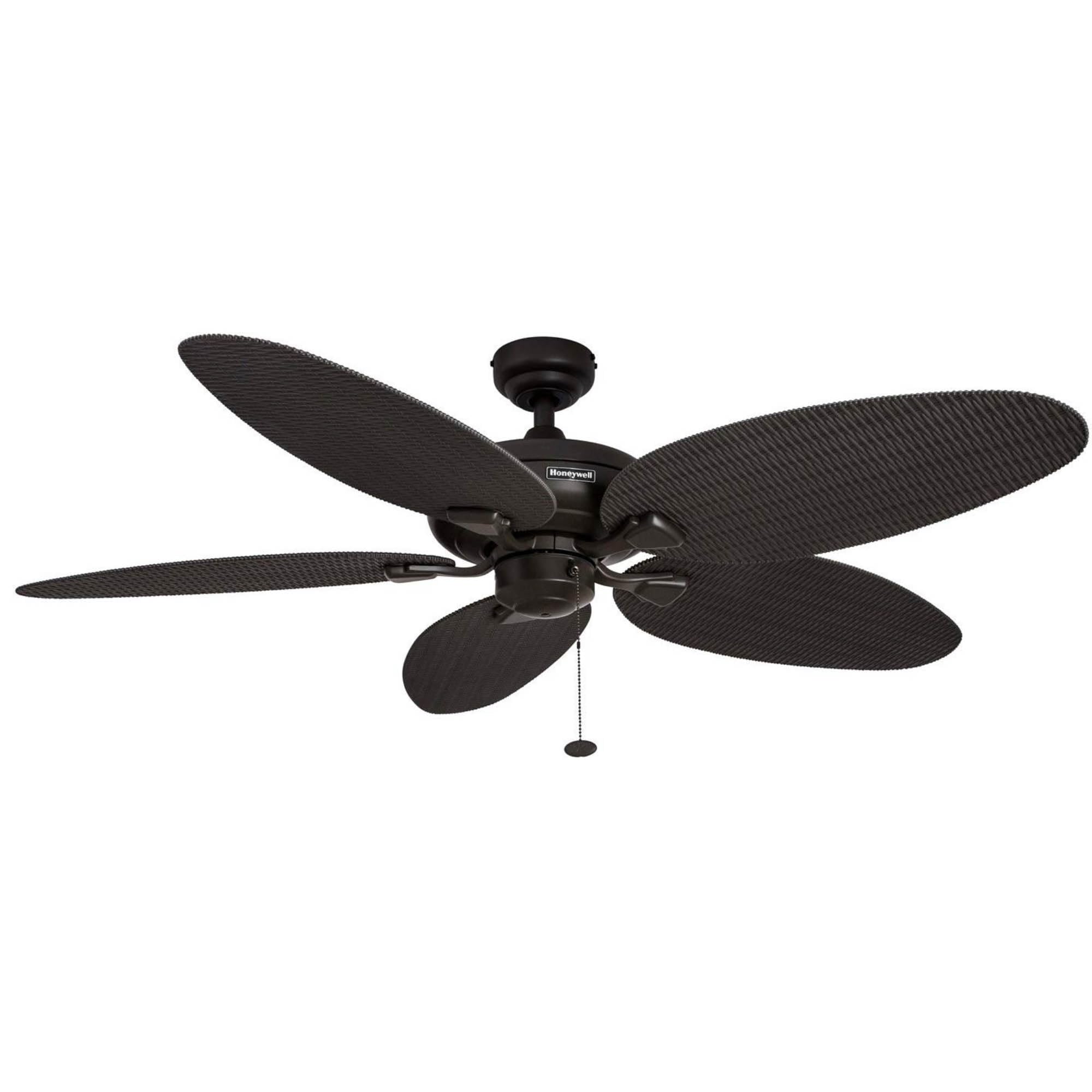 Honeywell Duval 52 Inch Indoor/Outdoor Ceiling Fan with Pull Chain - Tri-Mount 5 Blade Tropical Design, ETL Damp Rated, Bronze (50201-01) - Perfect for Patio, Bedroom, and Living Room Cooling