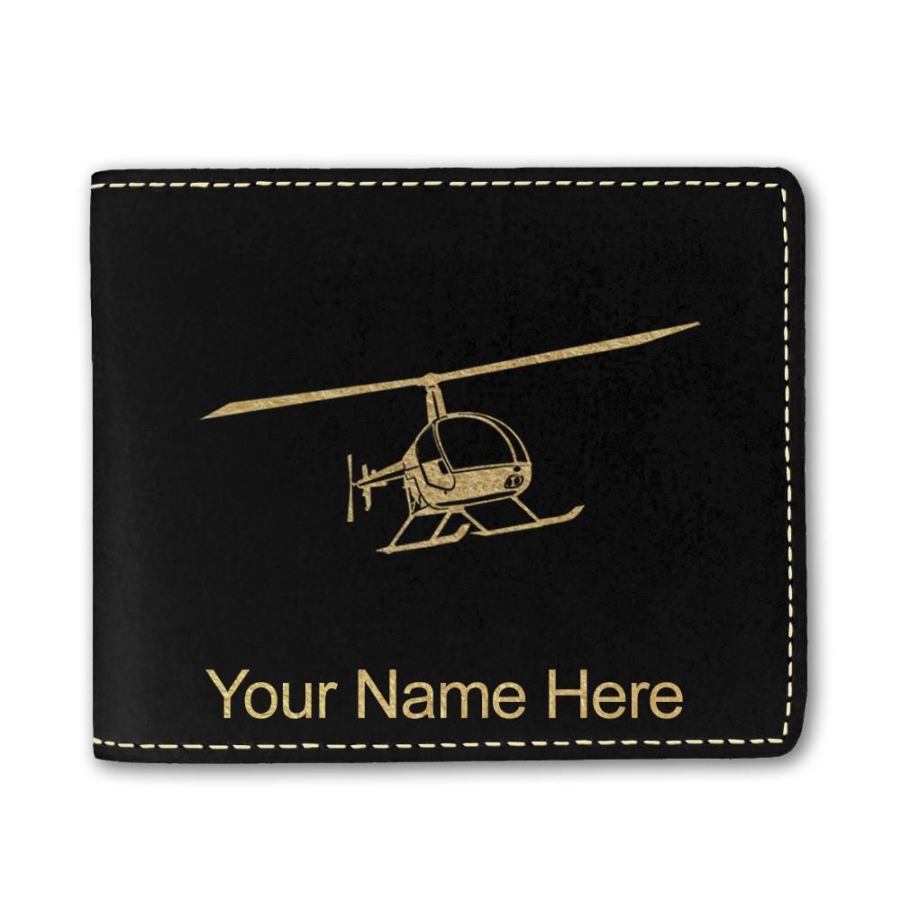 Premium Faux Leather Wallet with Custom Engraving - Helicopter 2 Design for Men | Ideal for Gifts, Travel & Everyday Use