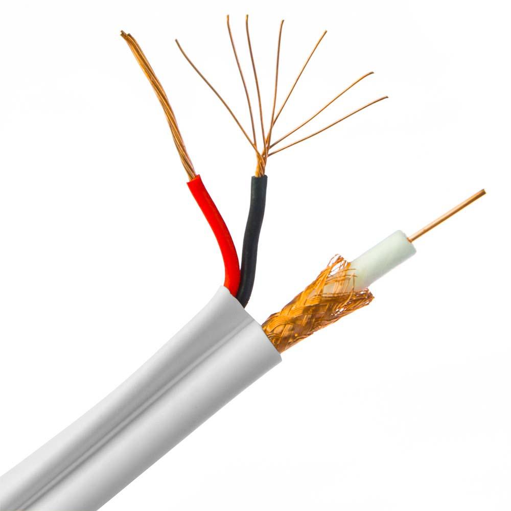 High-Speed RG6U Coaxial Cable with Power Cable - 500ft White for Home Theater, CCTV & Internet Installation - Durable & Weatherproof for Indoor/Outdoor Use