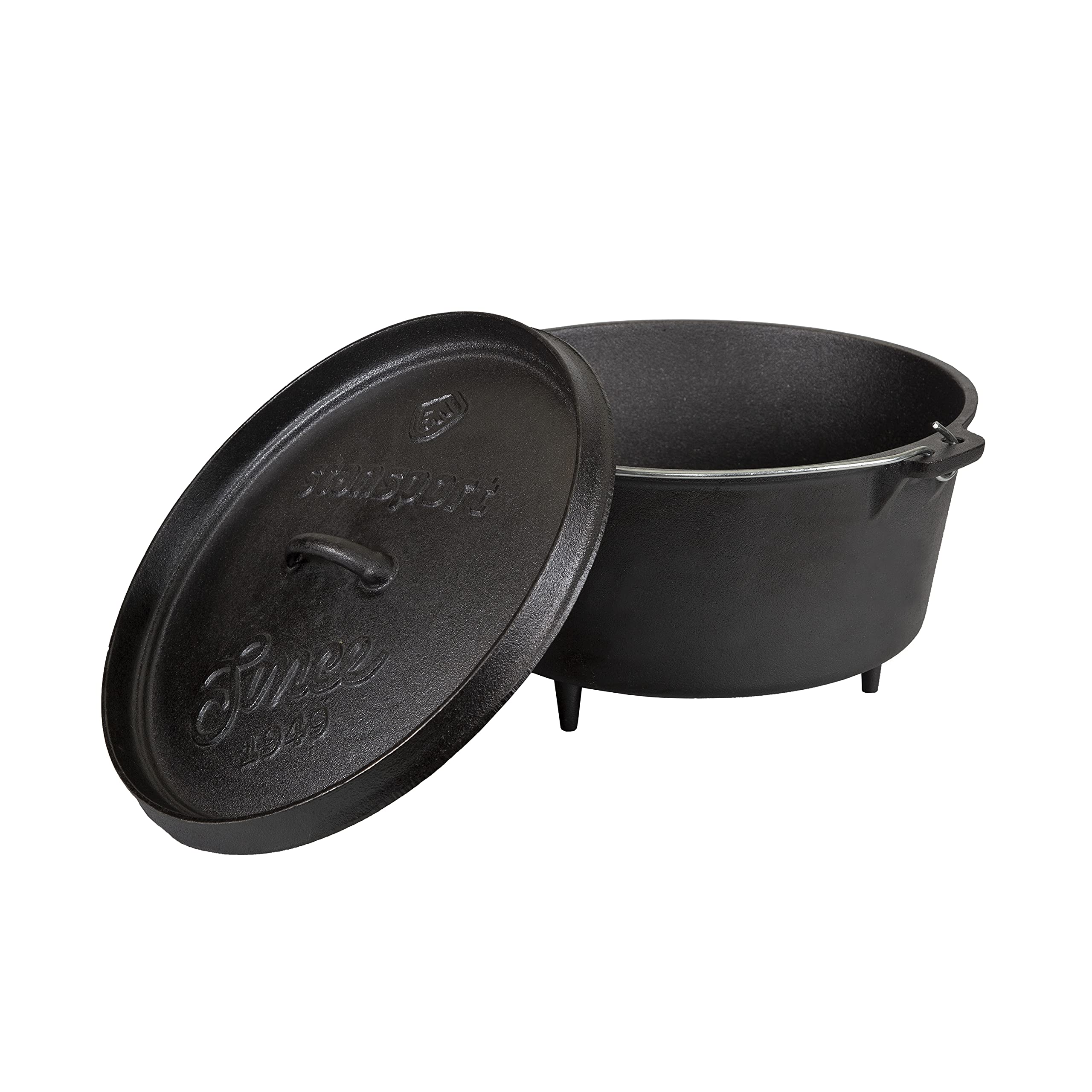 Stansport Pre-Seasoned Cast Iron Dutch Oven - 5 Quart Enameled Camping Cookware for Outdoor Cooking, Baking & Stews - Perfect for Camping, Backpacking & Home Kitchen Use