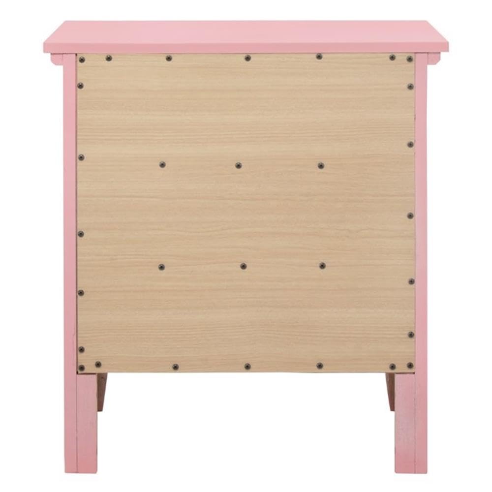 Pink Solid Wood Nightstand Set of 2 with 3 Drawers - Modern Bedroom Furniture for Small Spaces, Guest Rooms & Apartment Decor