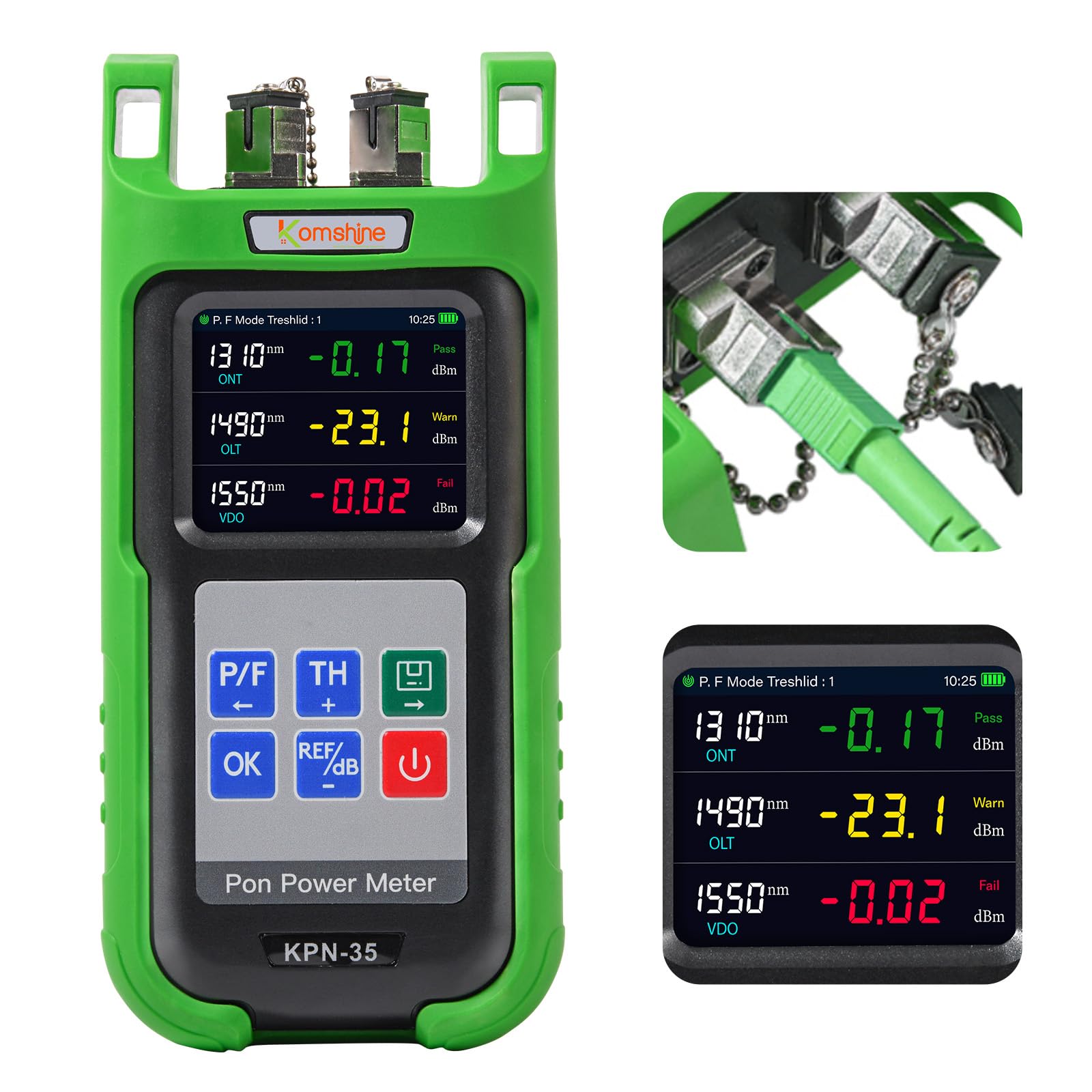 1310/1490/1550nm PON Power Meter - Optical Fiber Tester with SC/APC Adapter for PON Network Detection | Burst Mode Measurement for 1310nm Upstream | Ideal for FTTH Installation & Fiber Optic Maintenance