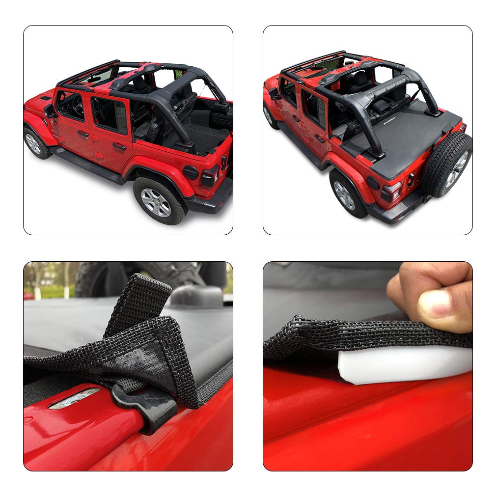 Shadeidea Black Vinyl Tonneau Cover for Jeep Wrangler JLU (2018-2024) | 4-Door Rear Trunk Cargo Cover | Tailgate Protection | 3-Year Warranty | Perfect for Off-Roading & Outdoor Adventures
