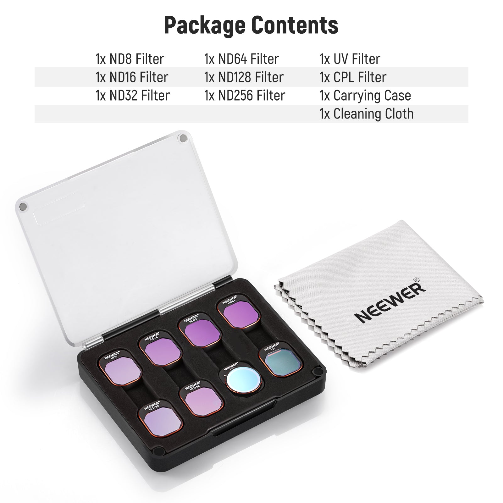 NEEWER 8 Pack ND Filters Set for DJI Mini 4 Pro Drone - Professional Neutral Density Lens Filters for Aerial Photography & Videography in Sunny Conditions