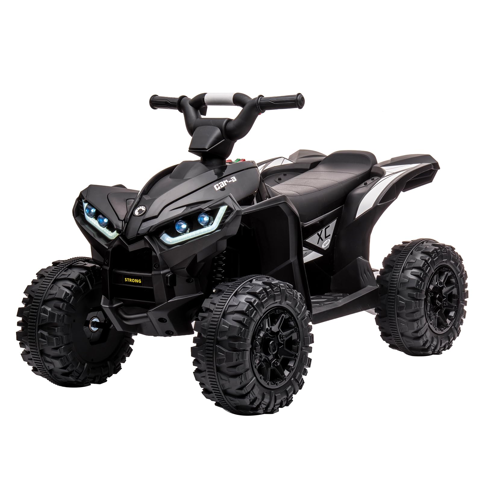 12V Kids Ride On ATV 4 Wheeler Electric Vehicle for Toddlers - Battery Powered Toy Car with LED Lights, Music, High/Low Speed & Treaded Tires - Perfect Outdoor Play Gift for Boys & Girls (Black) - Great for Backyard, Park, and Indoor Fun