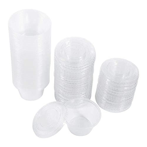 50Pcs Clear Plastic Sauce Cups with Lids - 4oz Souffle Cups for Food Storage, Takeaway, Chutney & Hot Sauces - Perfect for Restaurants, Catering & Home Meal Prep