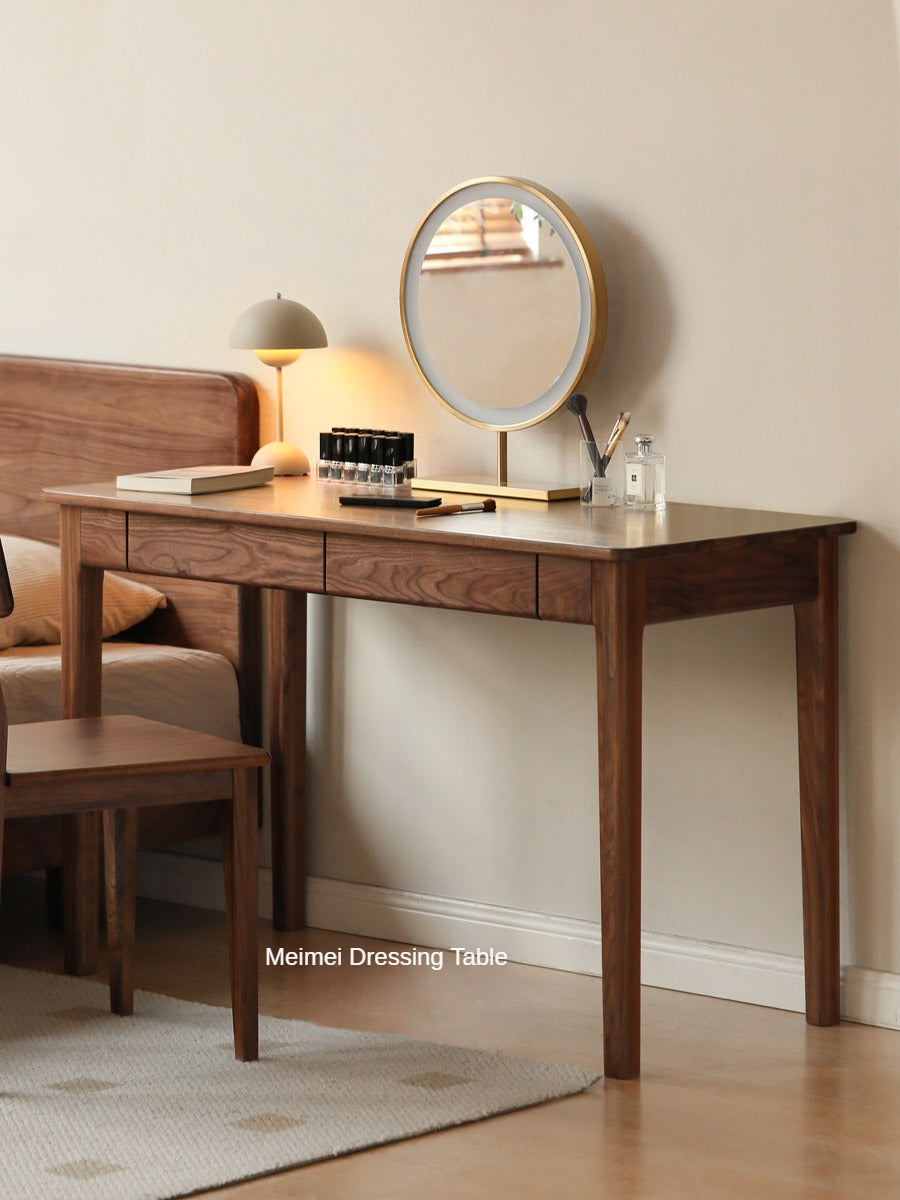 Premium Black Walnut Solid Wood Writing Desk with 3 Drawers - Modern Home Office Furniture for Study, Work & Remote Workspace