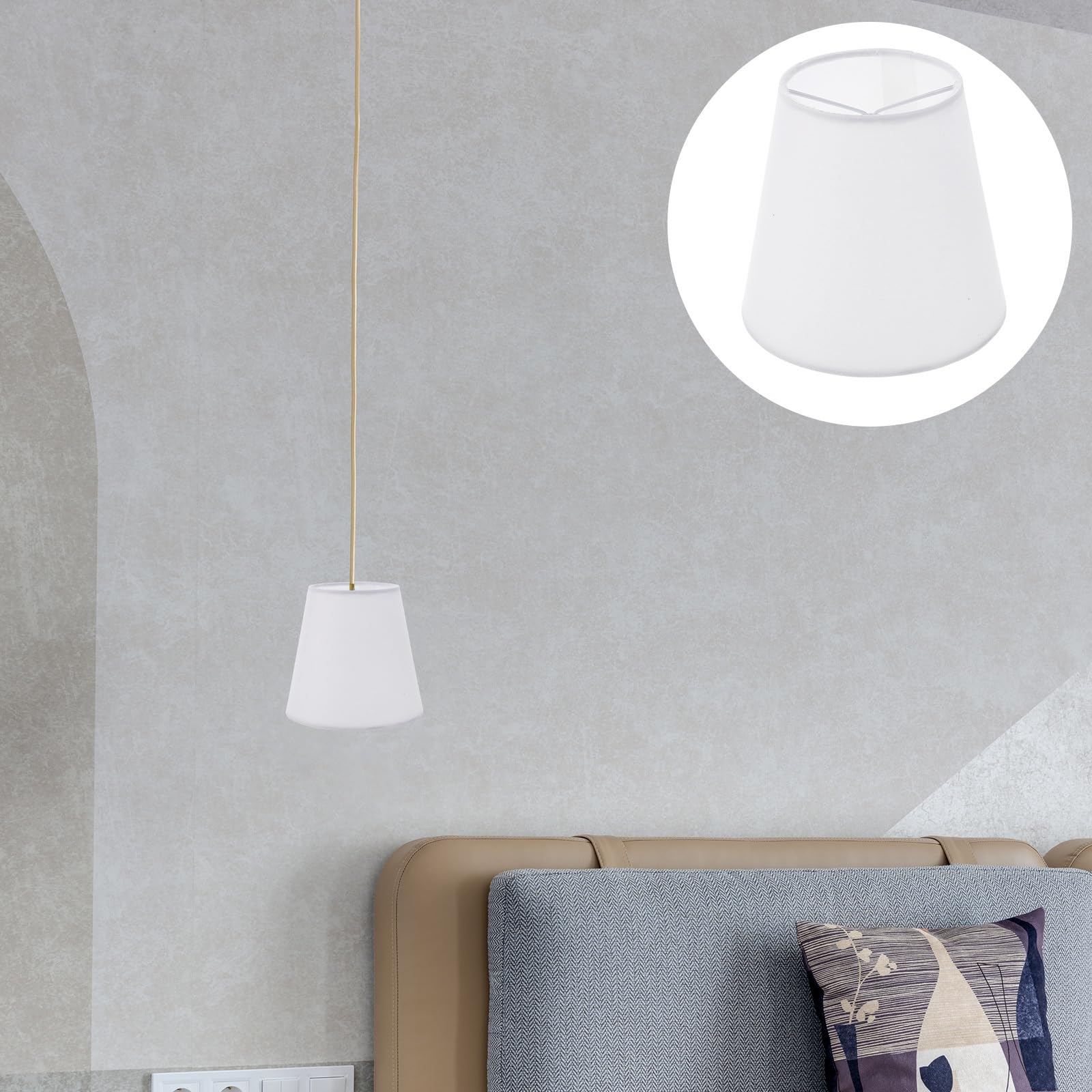 Clip On Lampshade - Adjustable Barrel Fabric Lamp Shade for Table Light Fixtures & Bulbs - Perfect for Bedside, Living Room, and Office Decor