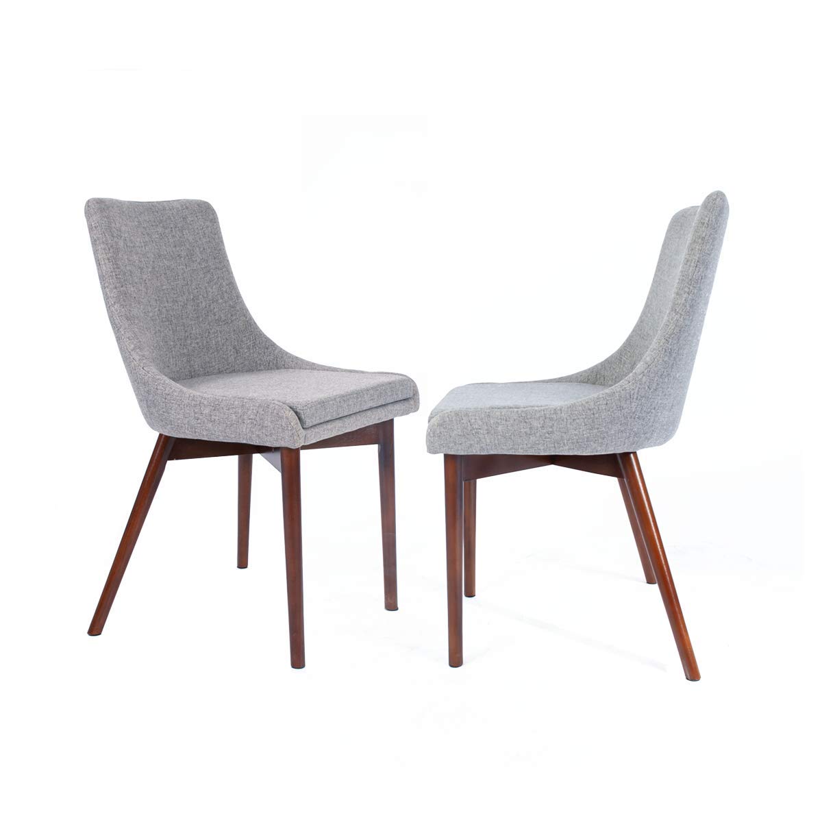 Premium Fabric Upholstered Dining Chairs with Solid Wood Legs - Set of 2, Grey - Perfect for Kitchen, Dining Room, Bedroom & Living Room - Comfortable Seating for Family Meals & Home Decor