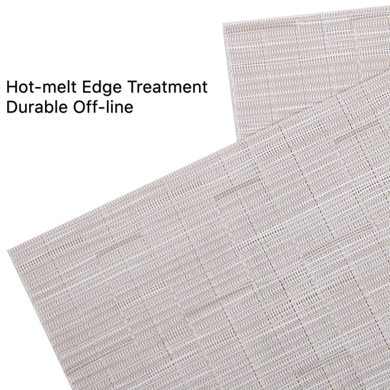 Myir JUN Set of 8 Washable Non-Slip Heatproof Woven Placemats - PVC Fabric Dining Table Mats for Indoor Use (White) | Perfect for Everyday Meals, Dinner Parties & Home Decor