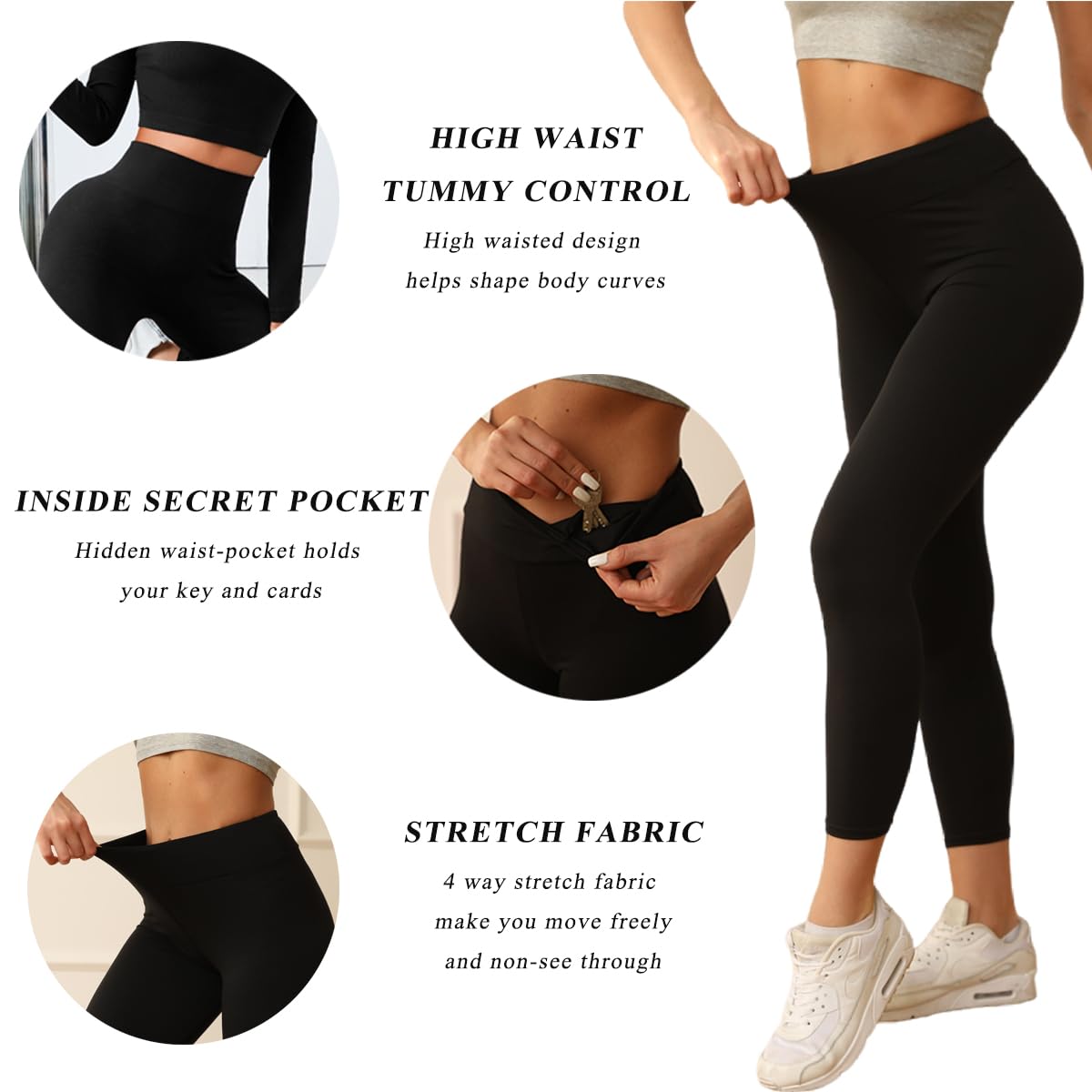 KT Buttery Soft Women's High Waisted Yoga Pants with Pockets - Stretchy Tummy Control Leggings for Workout & Lounge - Regular & Plus Size - Perfect for Yoga, Running and Everyday Wear