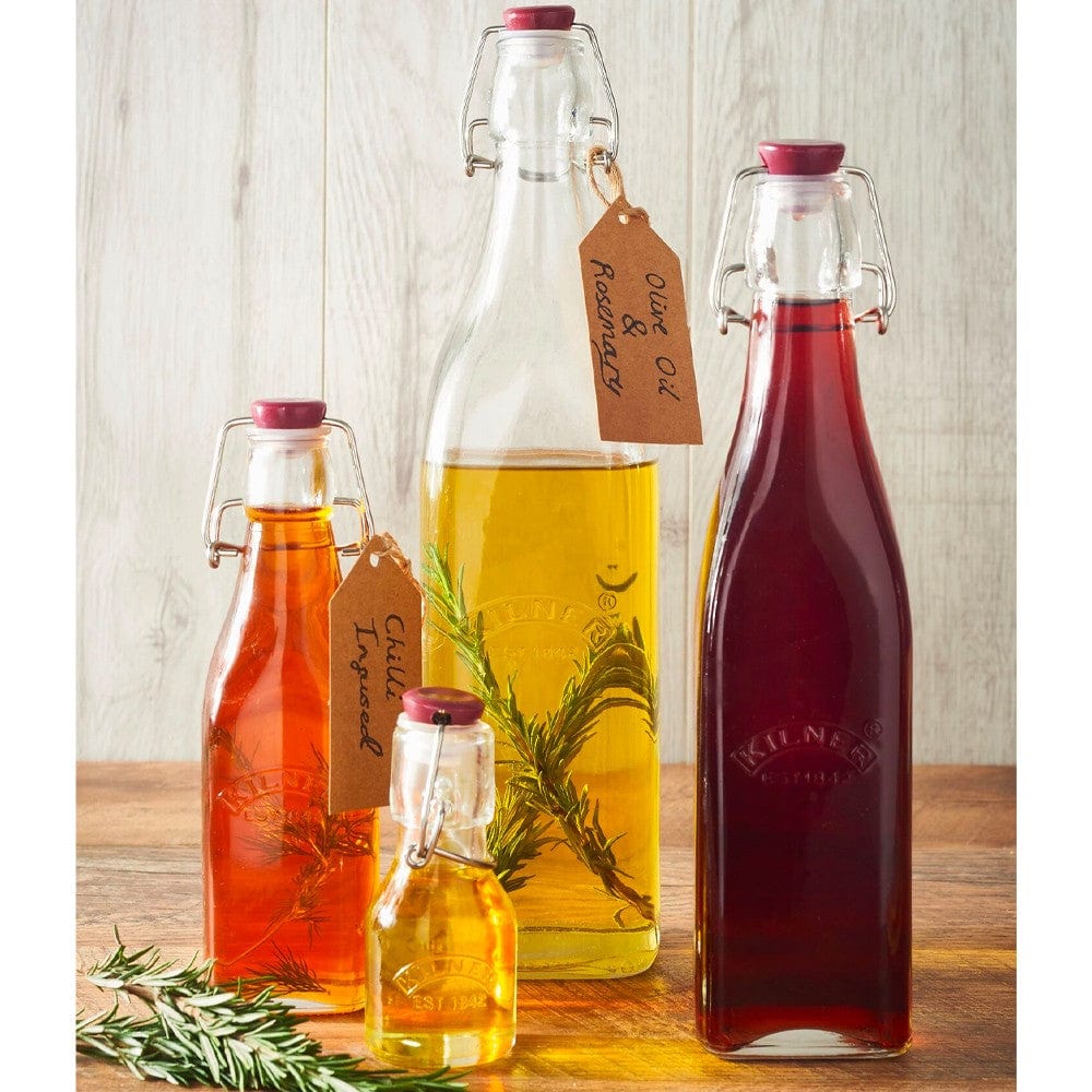 Kilner Clip Top Preserve Bottle - 250ml Square Sided Glass Jar for Homemade Jams, Pickles & Preserves - Perfect for Canning, Storage & DIY Gifts