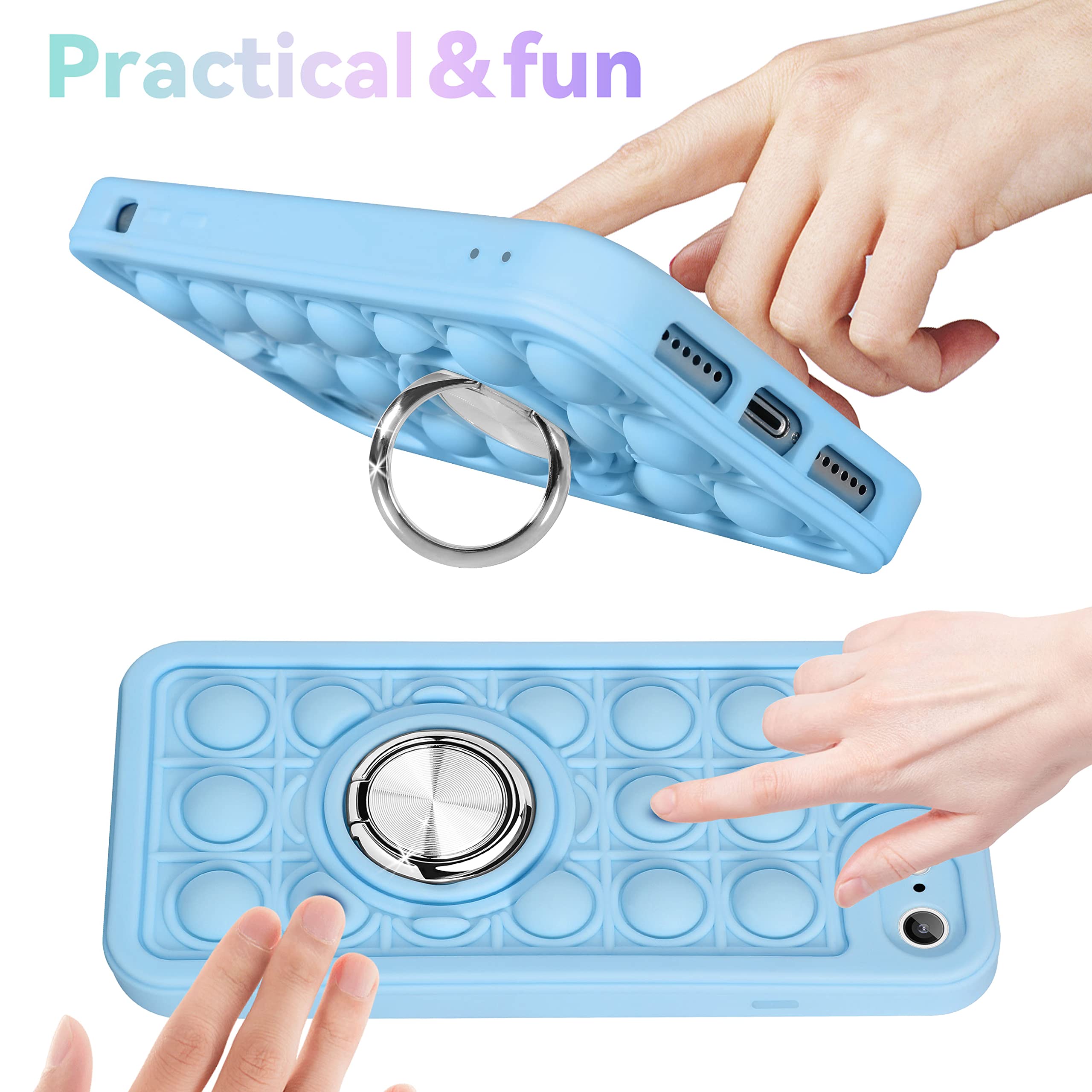Joyleop Blue Bubble Silicone Phone Case for iPhone SE 2022/2020/7/8 4.7