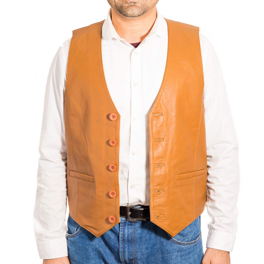 Men's Classic Smart Vest Waistcoat - Genuine Suede & Leather - Black, Brown, Green - Formal & Casual Wear for Office, Weddings & Special Occasions