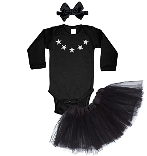 Stars on Neck - Long Sleeve Black Bodysuit / Black Tutu