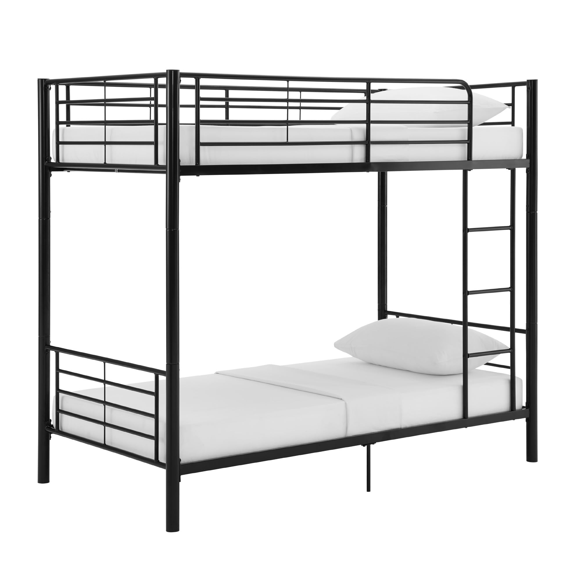 Walker Edison Elodie Urban Industrial Twin over Twin Metal Bunk Bed - Sturdy Black Steel Frame for Kids & Teens - Perfect for Small Bedrooms, Dorms & Shared Spaces